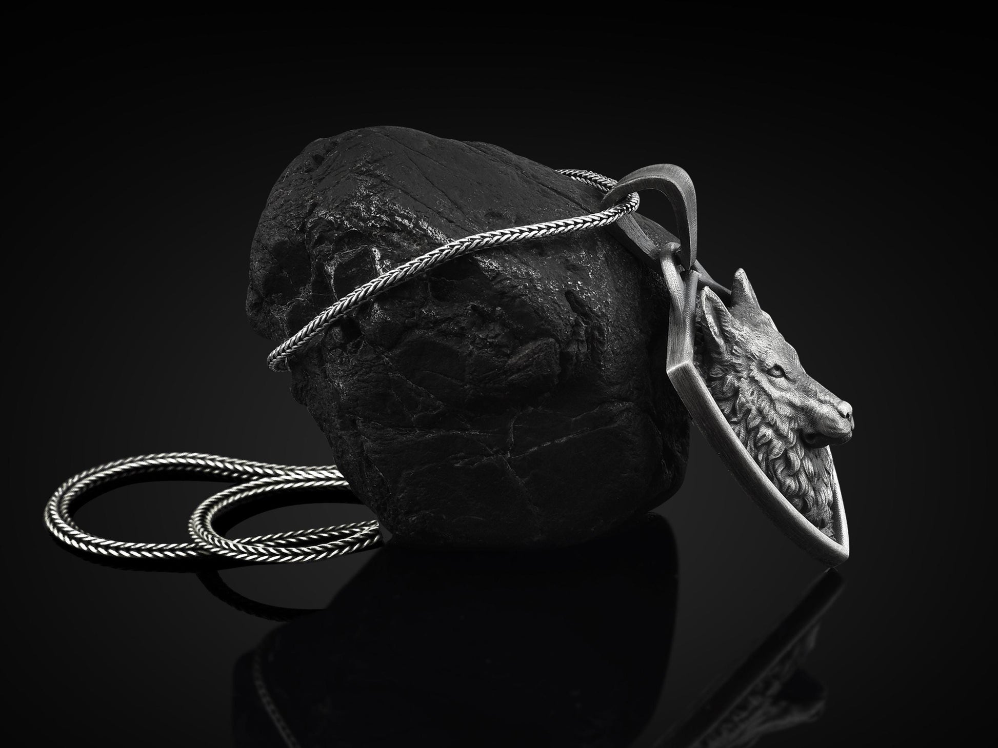 Viking Wolf Necklace - Norse Mythology Wolf Handmade Sterling Silver Men Charm Necklace, Viking