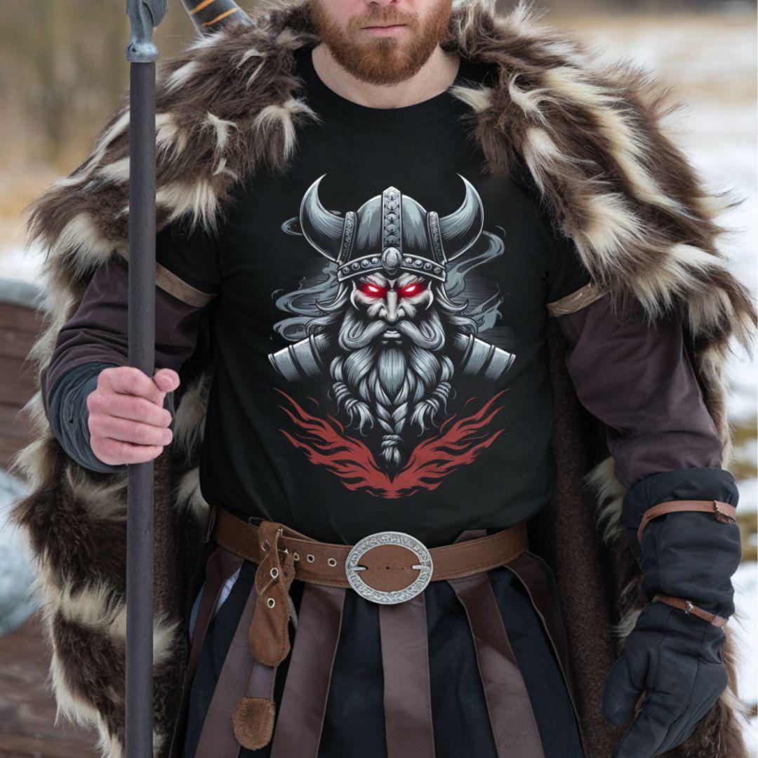 Viking T-Shirt - Viking Skull T-Shirt - Norse Mythology Tee - Nordic Warrior Art Shirt - Gothic