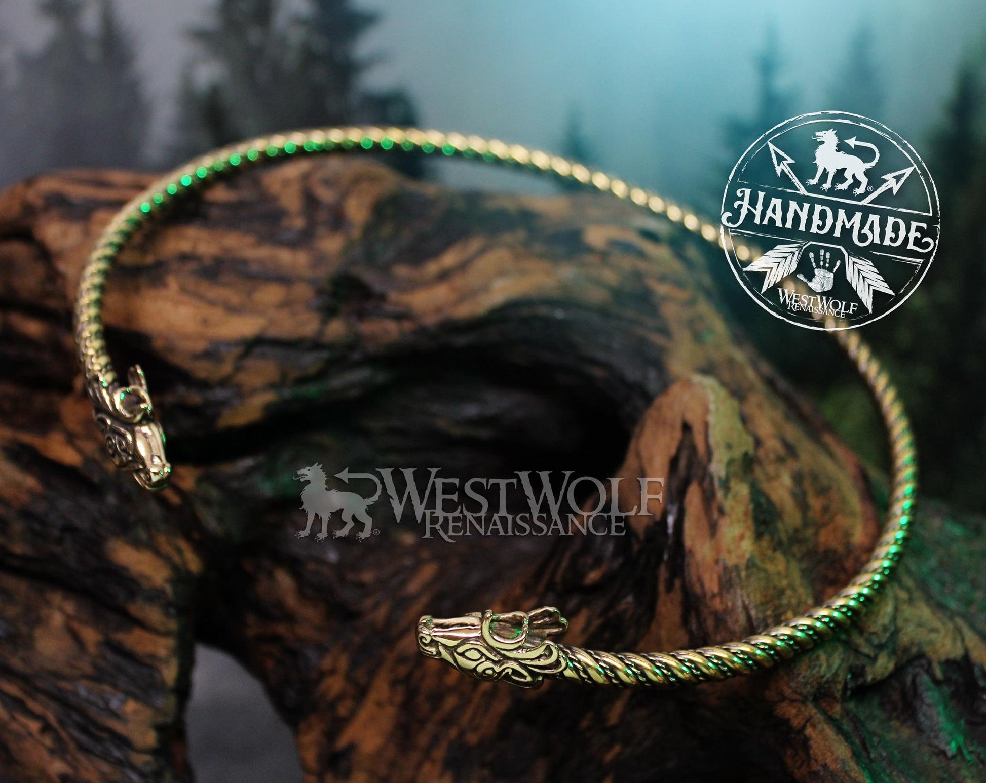 Viking Necklace - Viking Bear Head Berserker Neck Torc - Made of Fine Bronze — Norse
