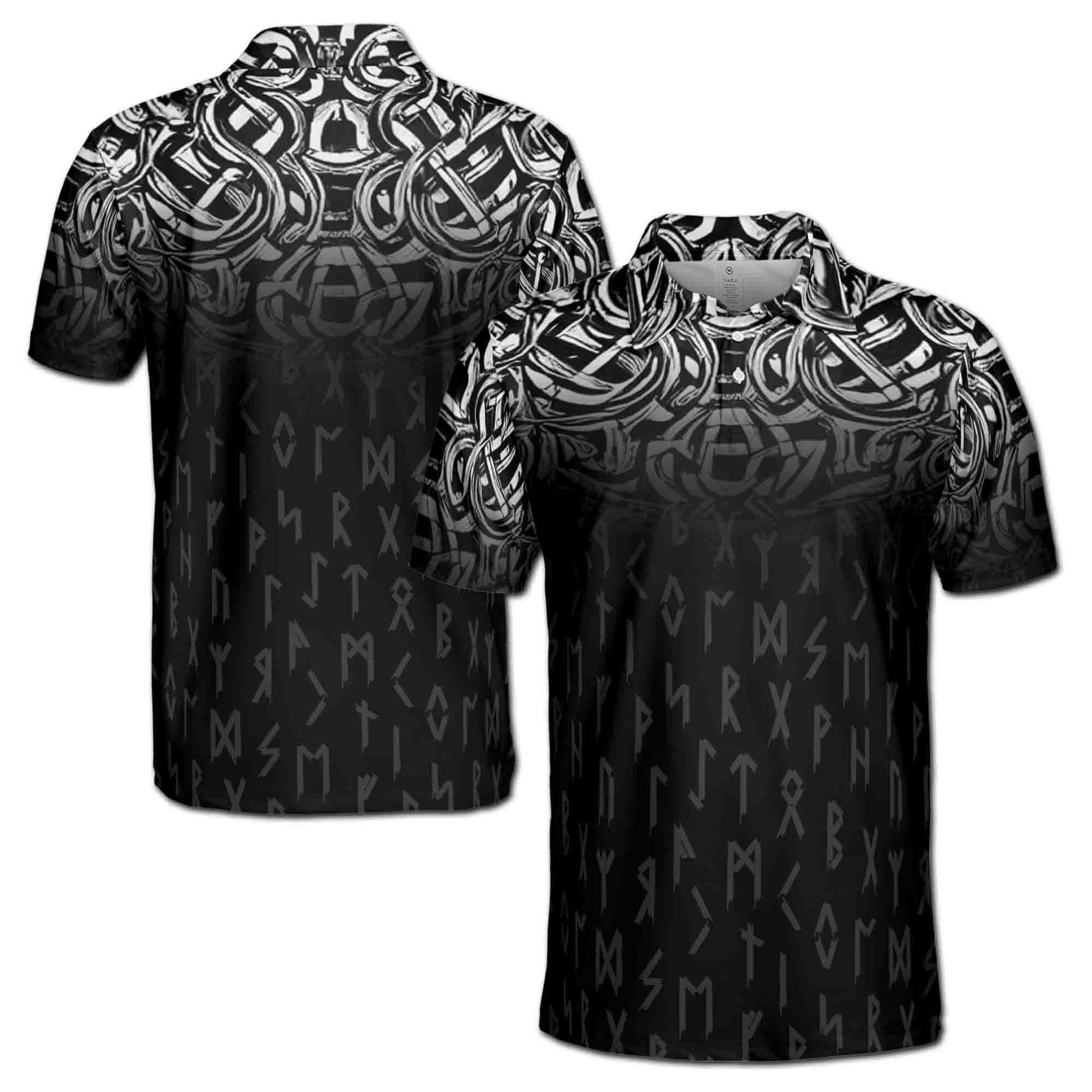 Viking Rune T-Shirt - Runer Viking Dark Tribal Pattern Grunge Men's Polo Shirt S-5XL