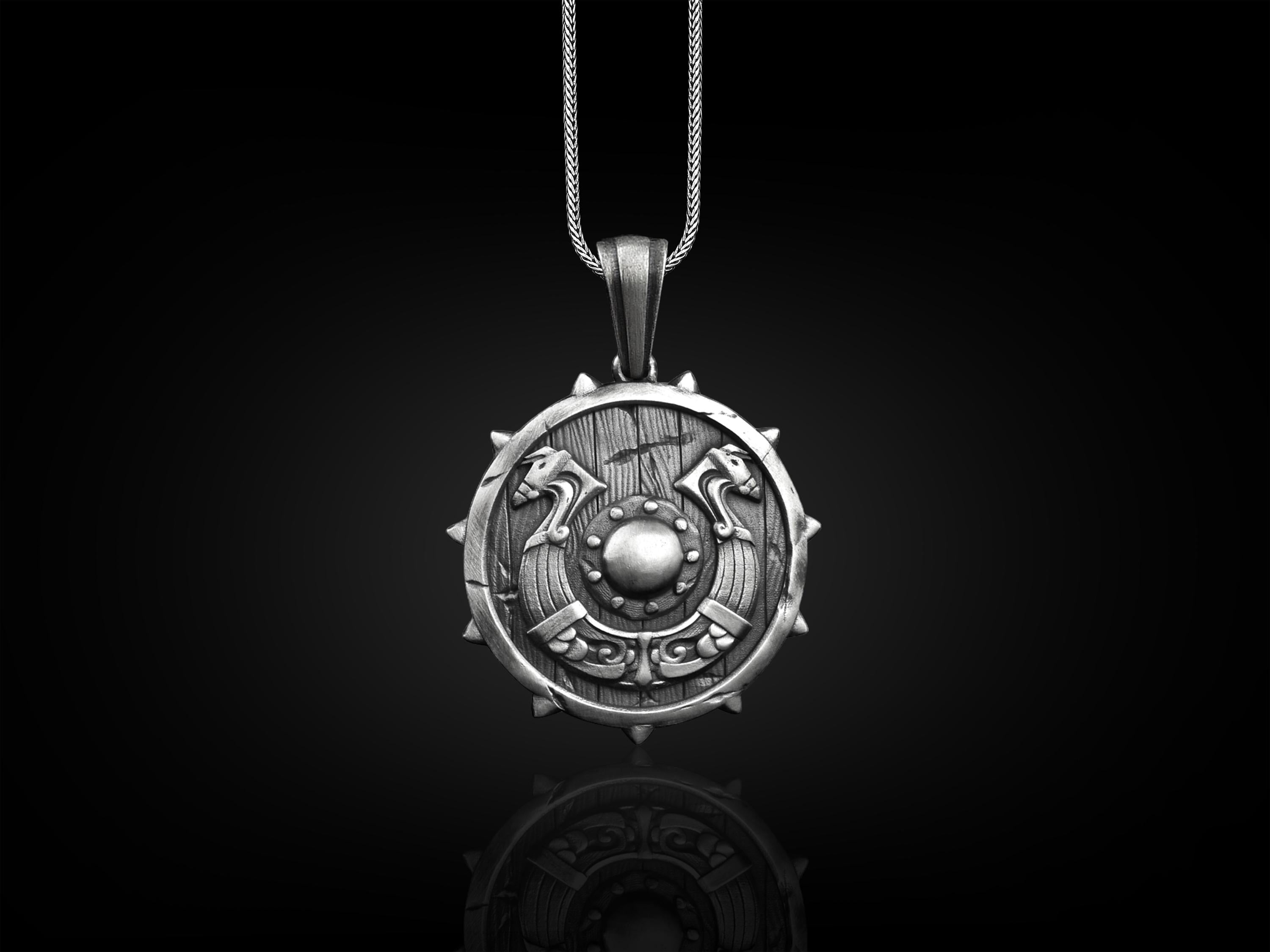 Viking Vegvisir Compass Necklace - Silver Freya Runic Circle Norse Altar Necklace, Viking Vegvisir
