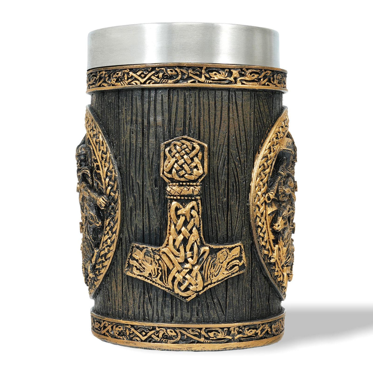 Viking Thor's Hammer Mug - Stainless Steel Viking Mug 20Oz Beer Drinking Mug, Thor's hammer Tankard