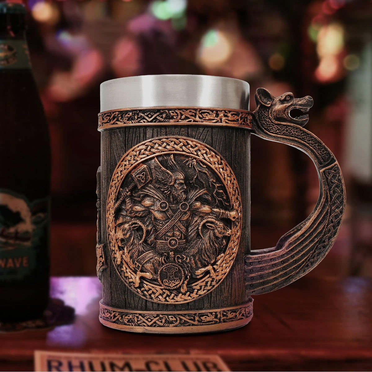 Viking Thor's Hammer Mug - Stainless Steel Viking Mug 20Oz Beer Drinking Mug, Thor's hammer Tankard