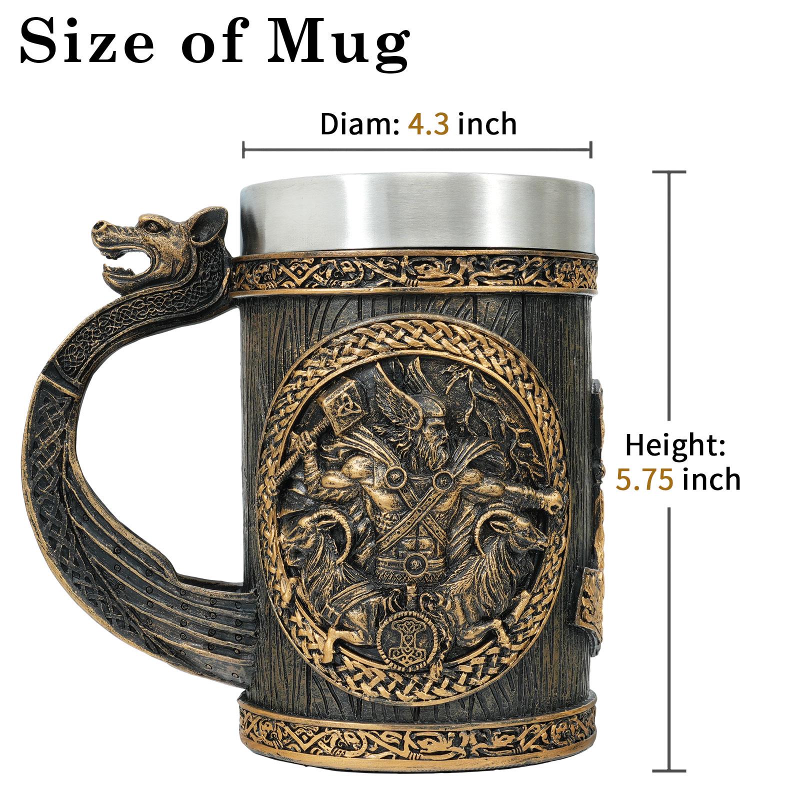 Viking Thor's Hammer Mug - Stainless Steel Viking Mug 20Oz Beer Drinking Mug, Thor's hammer Tankard