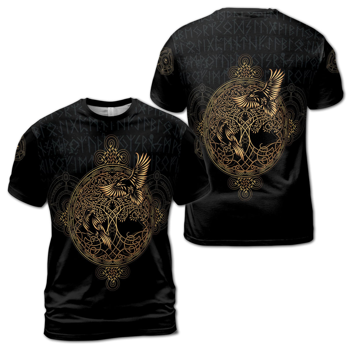 Viking Odin T-Shirt - Odin's Ravens Shirt, Viking Mythology Crow Tee, Garment Dyed Relaxed Fit