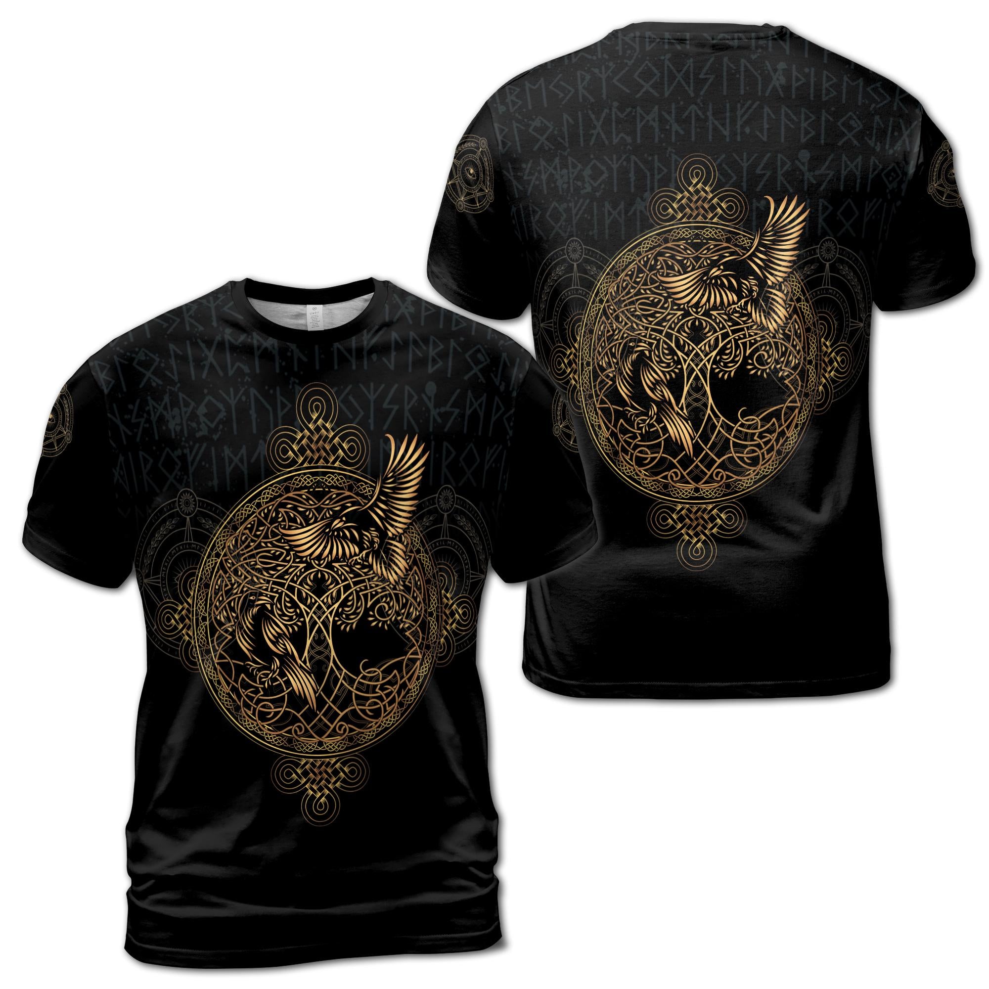 Viking Odin T-Shirt - Odin's Ravens Shirt, Viking Mythology Crow Tee, Garment Dyed Relaxed Fit