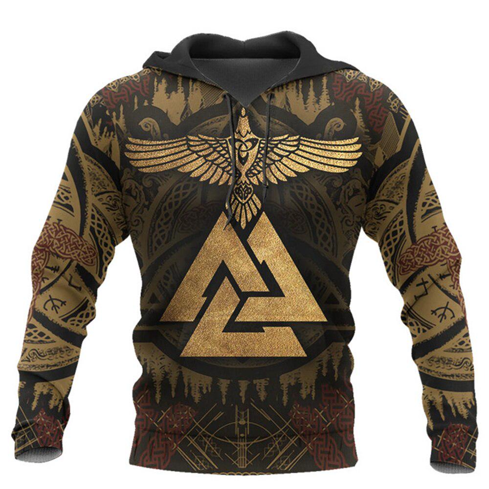 Viking Odin Hoodie - Viking Odin 3D Hoodie, Norse Tattoo Art, Unisex Fleece Sweatshirt