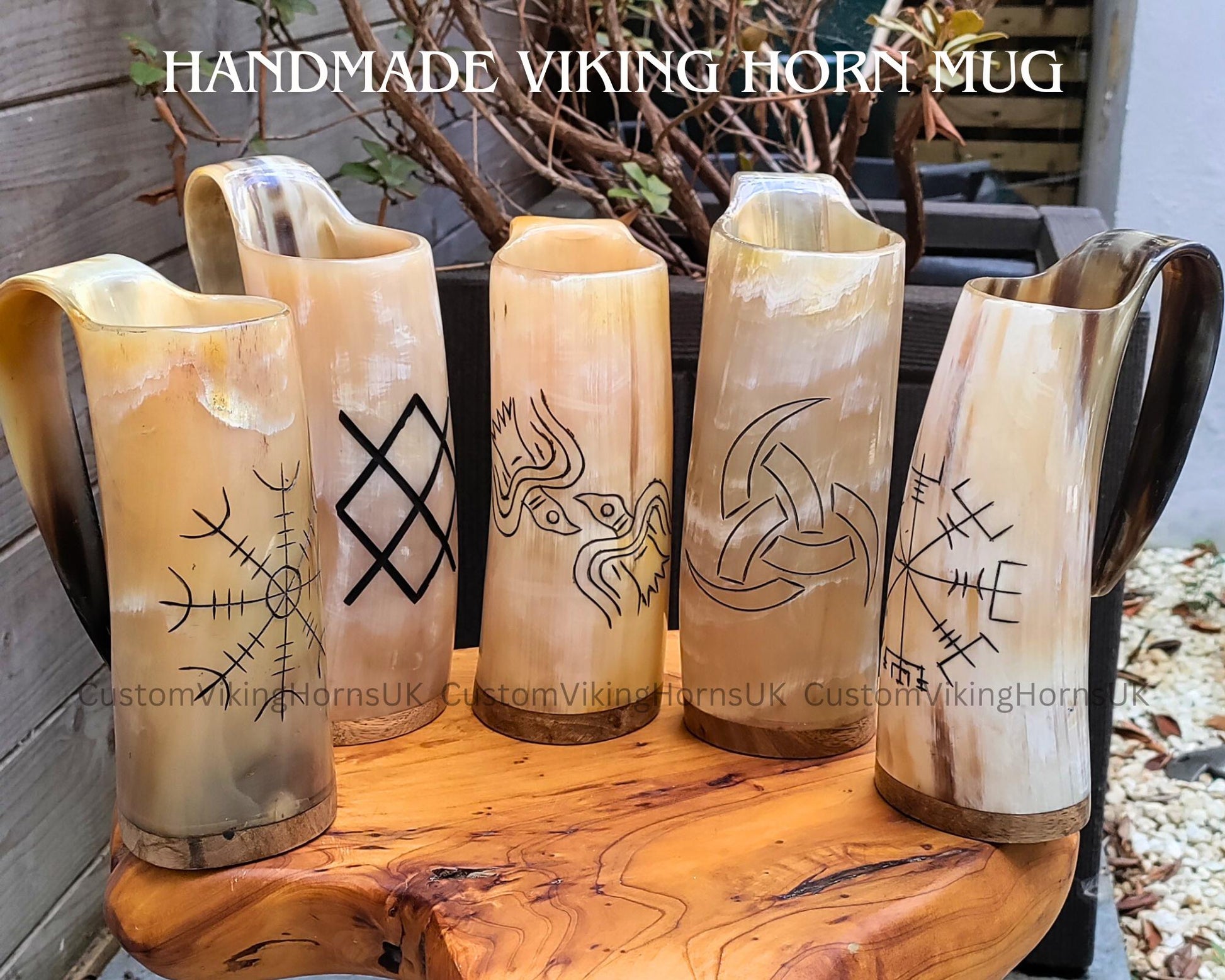 Viking Mug - SCA Viking Fireworks Print Drinking Horn w/ Leather Holster Fireworks Party Sparklers