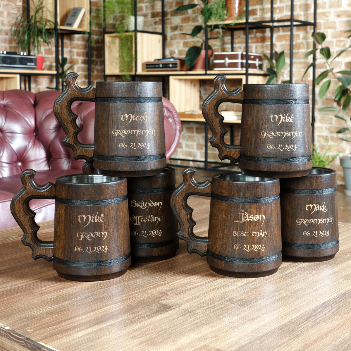 Viking Mug - Groomsmen gifts - wedding best men gifts, Lord wedding mug for him, Wood tankard