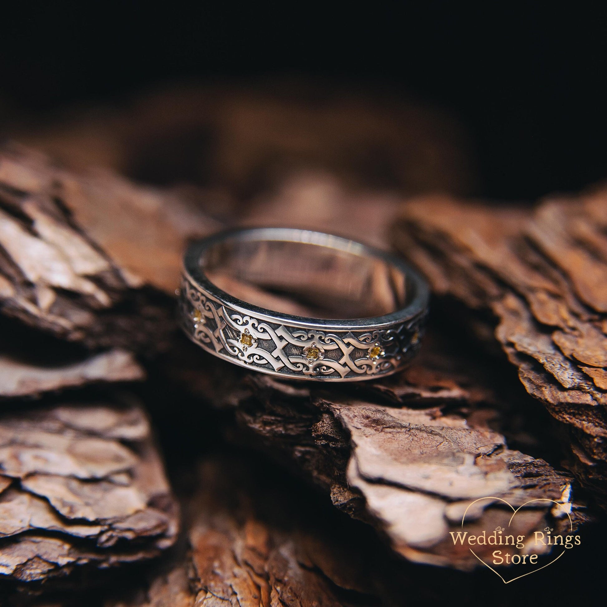 Viking Raven Ring with Runes