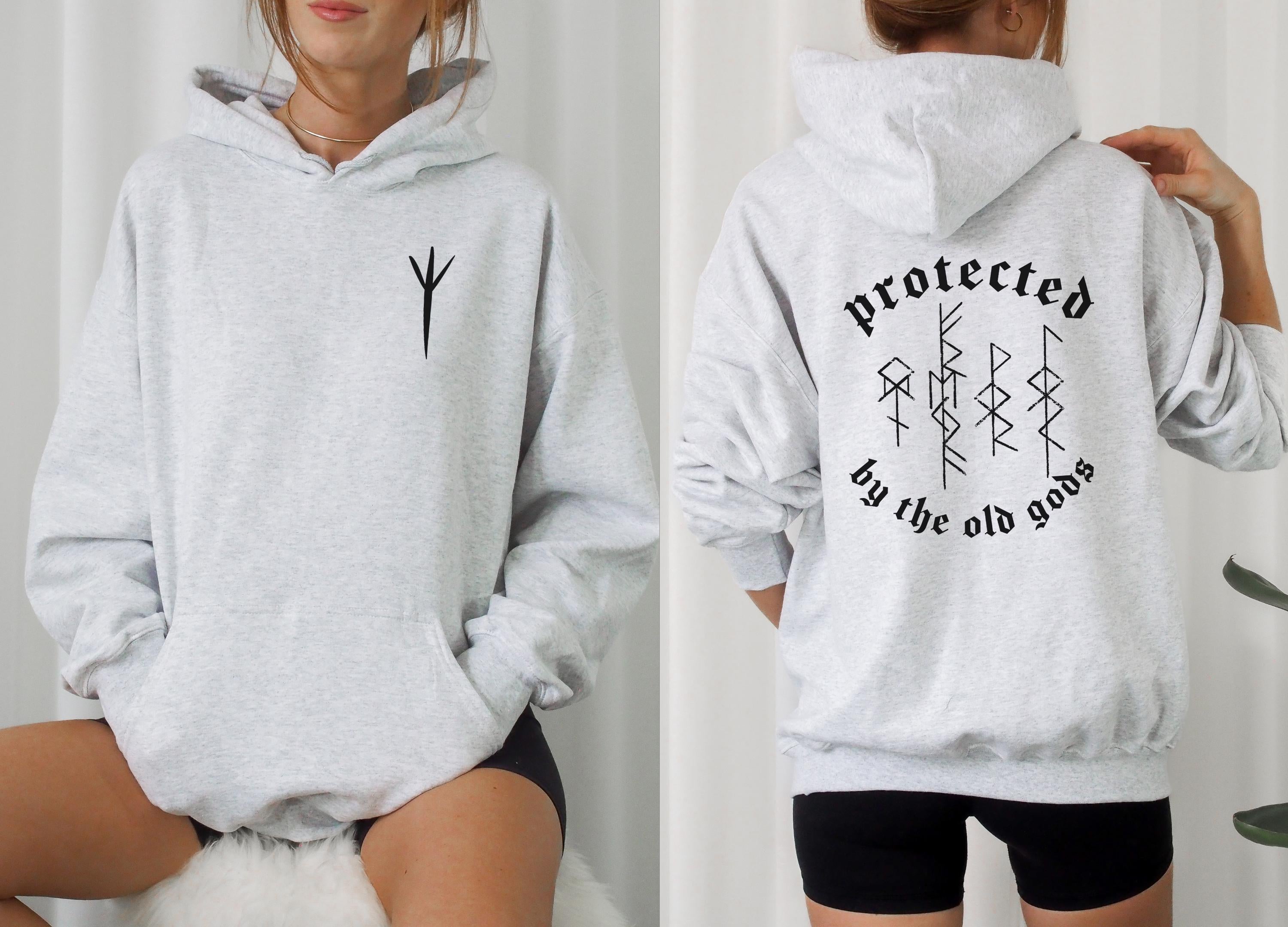 Viking Rune Hoodie - Protected By The Old Gods, Hoodie, Bind Rune, Norse, Pagan, Viking, Elder