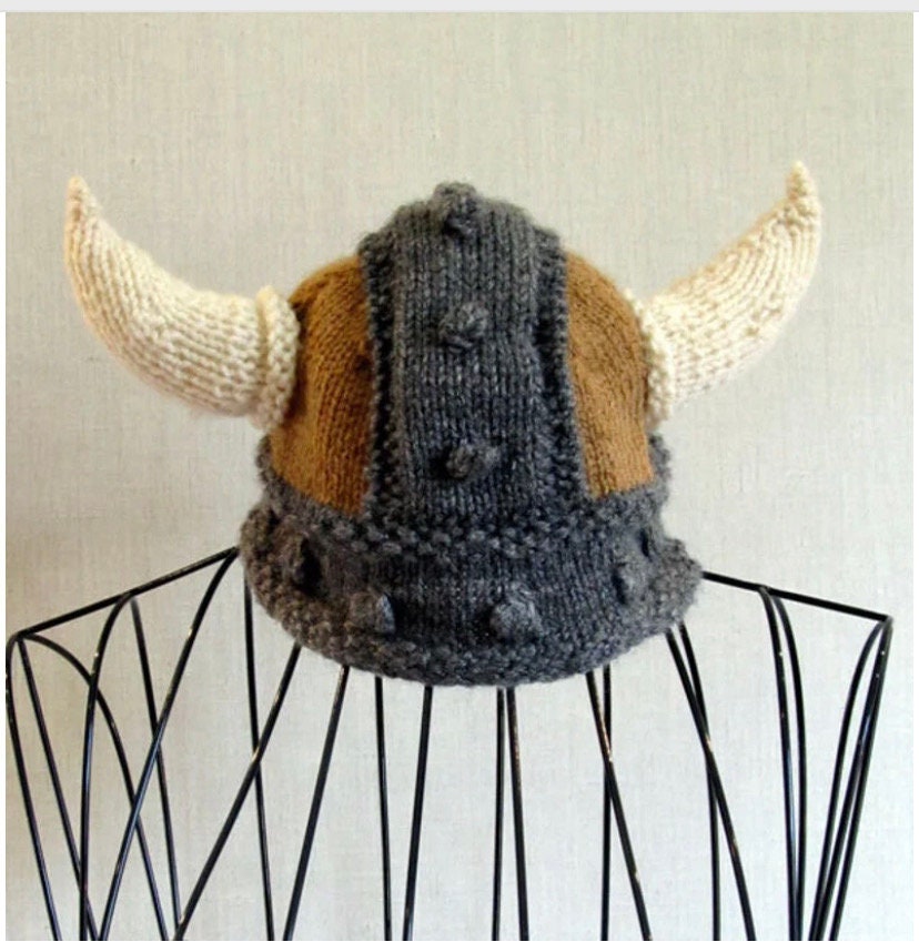 Viking Costume & LARP - Knitted Viking Hat w/ Horns- Also Custom Colors