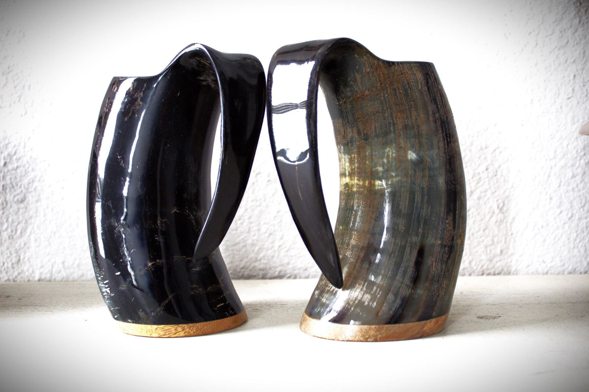 Viking Mug - Handmade Viking Horn Mug, Authentic Natural Ox Horn Tankard, 8 oz Drinking Mug for