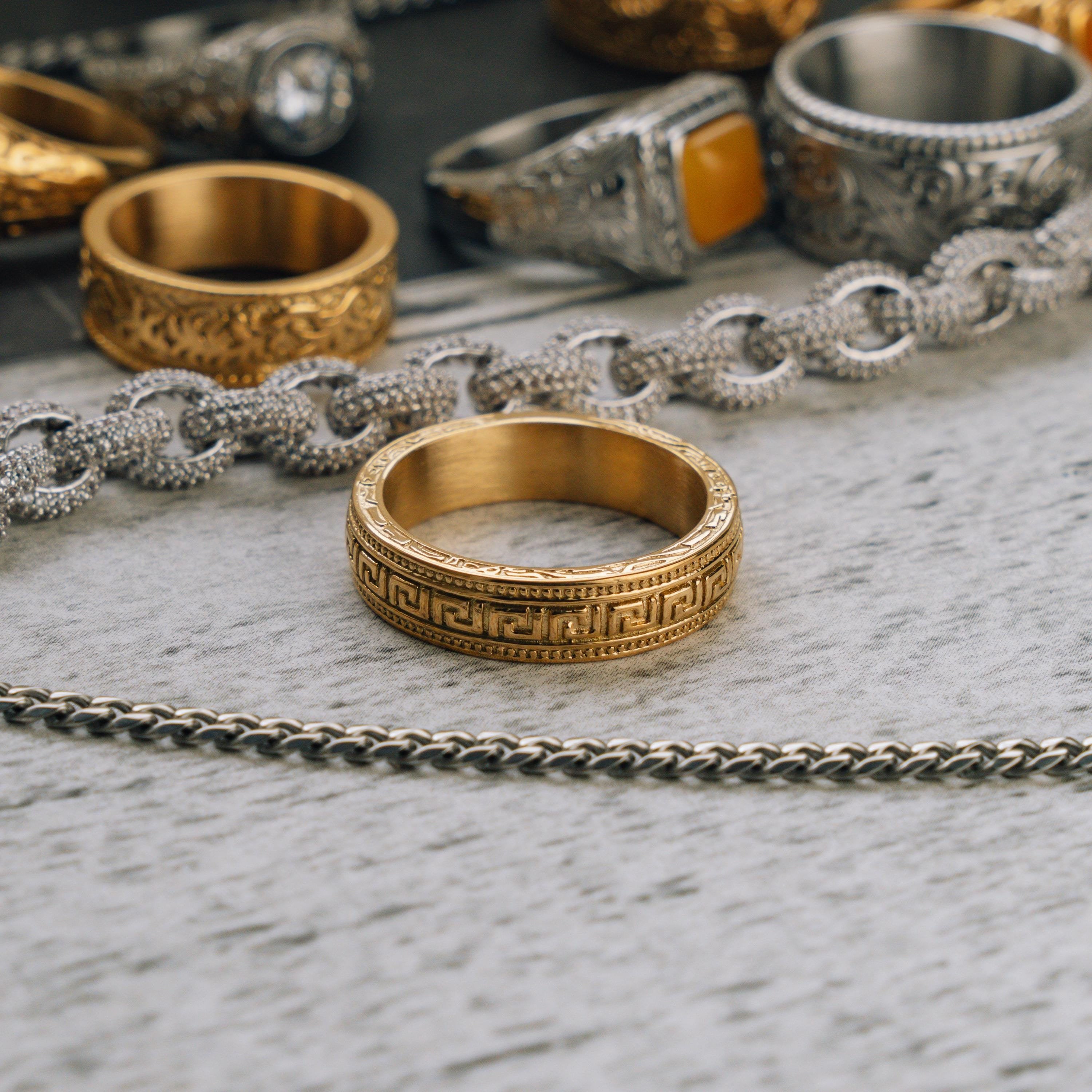 Viking Ring - Handcrafted Norse Gold Ring with Ornament, Ancient Norse Jewelry Reconstruction