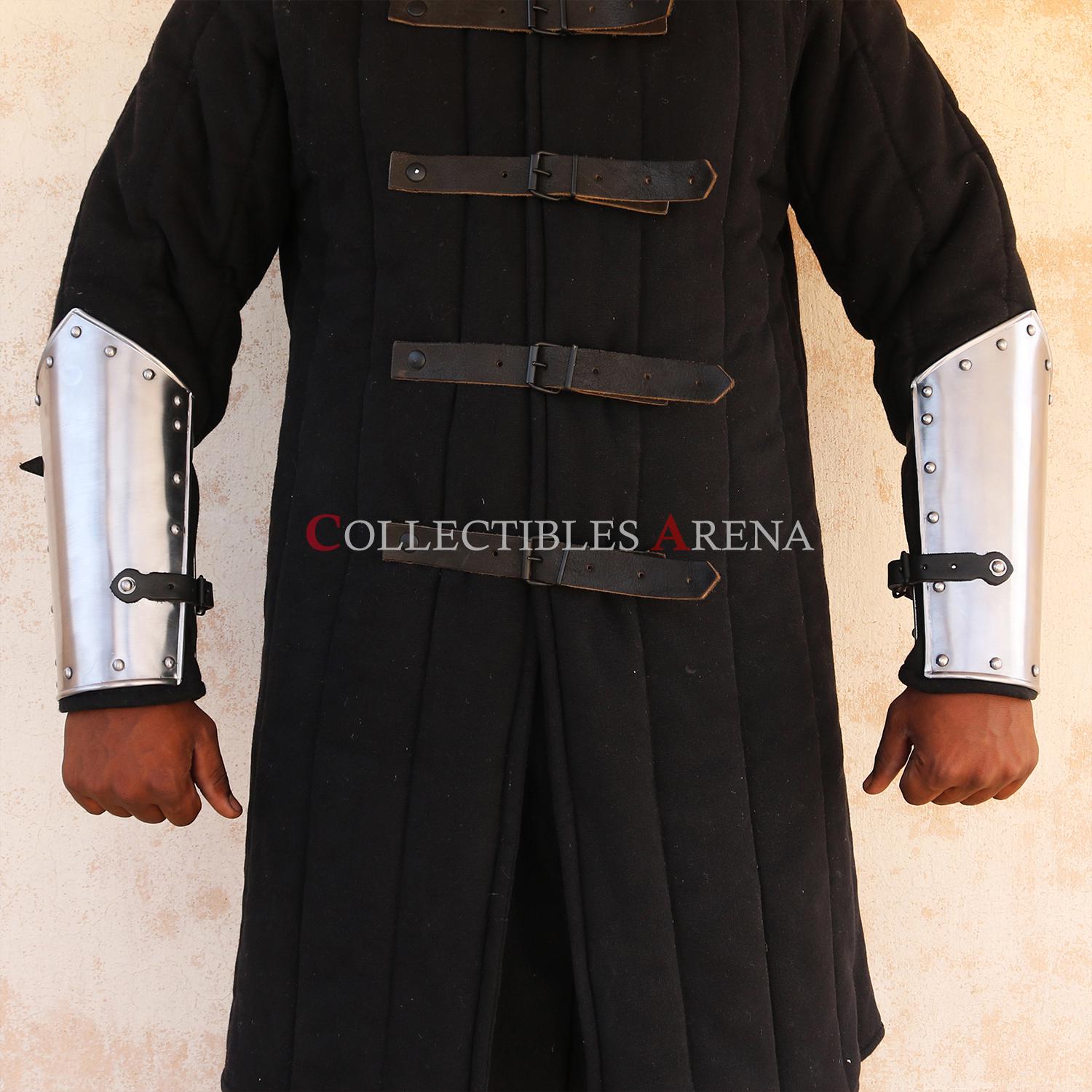 Viking Costume & LARP - Medieval Viking Gambeson with Leather Reinforcement for Ren Faire