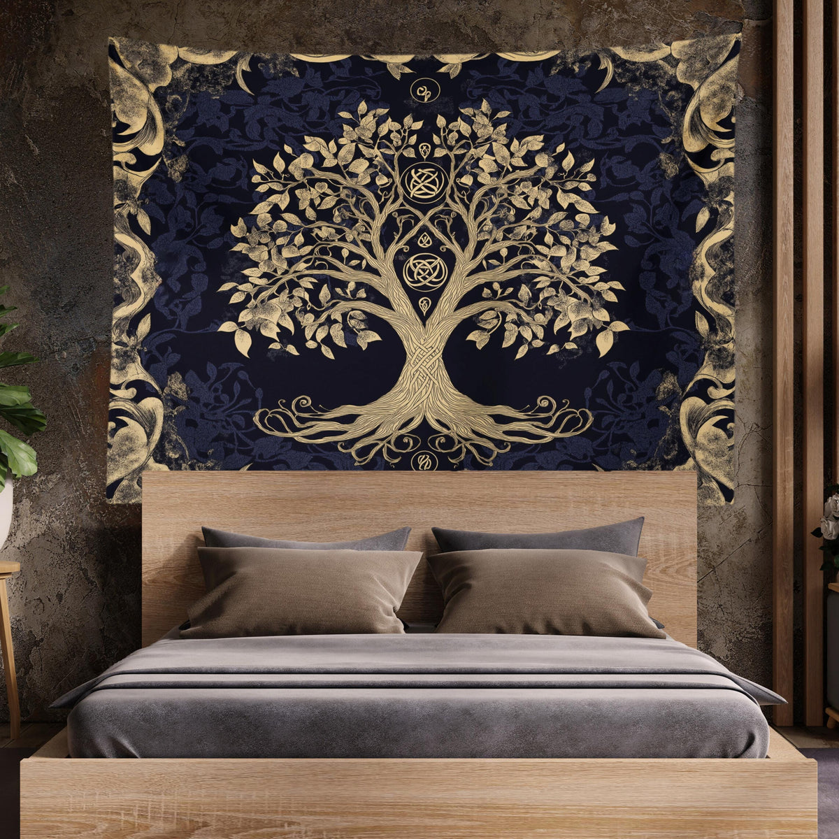 Viking Raven Blanket - Viking Axes Woven Throw Blanket, Norse Raven Celtic Knot Tapestry, Medieval