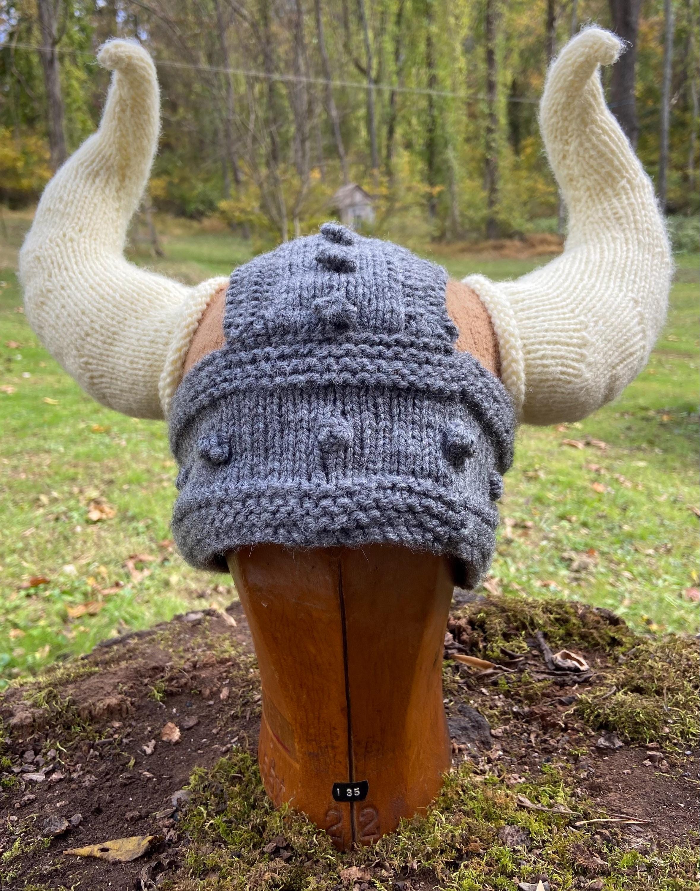 Viking Costume & LARP - Knitted Viking Hat w/ Horns- Also Custom Colors