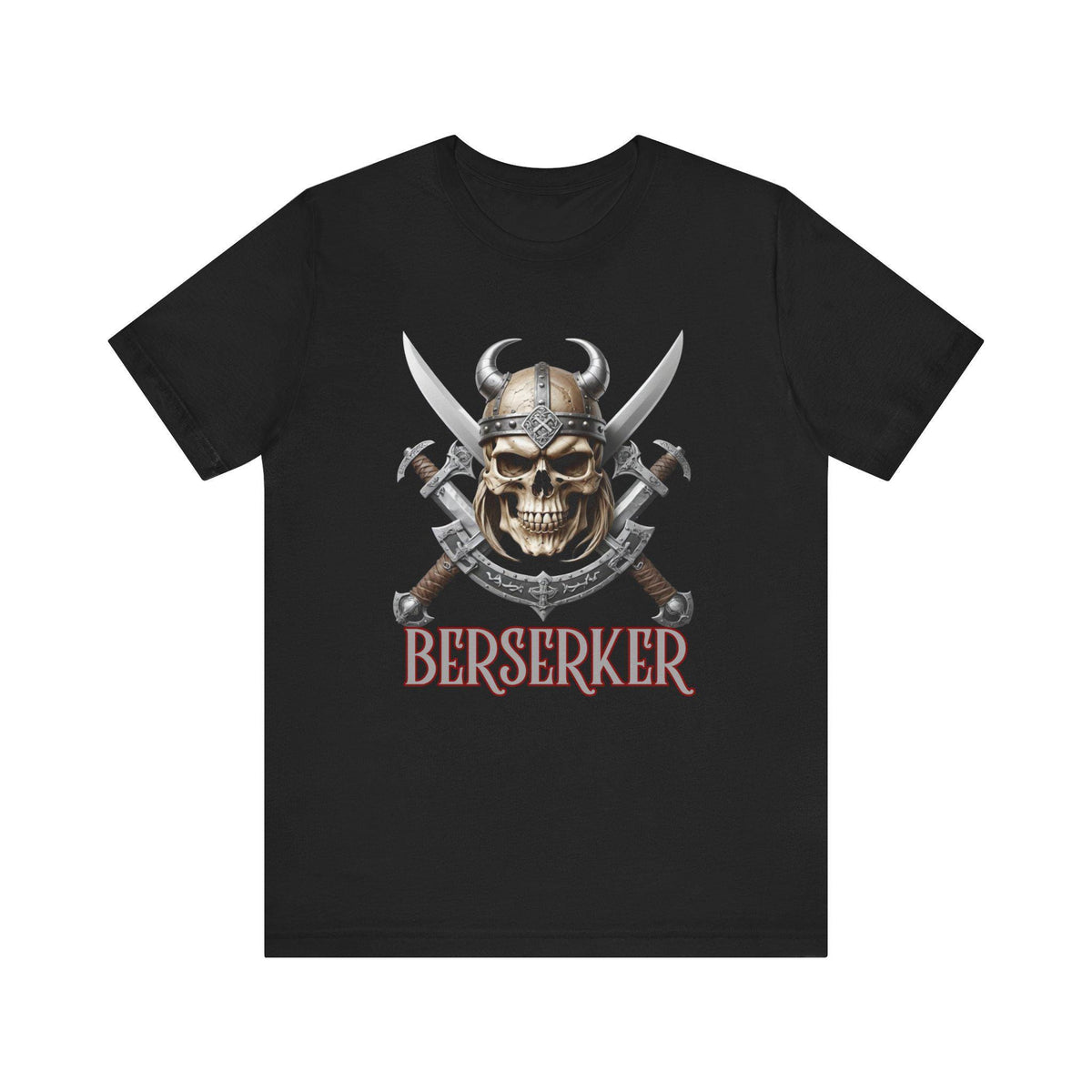 Viking T-Shirt - Berserker Skull Viking Helmet No Mercy T-shirt, Norse Warrior Design