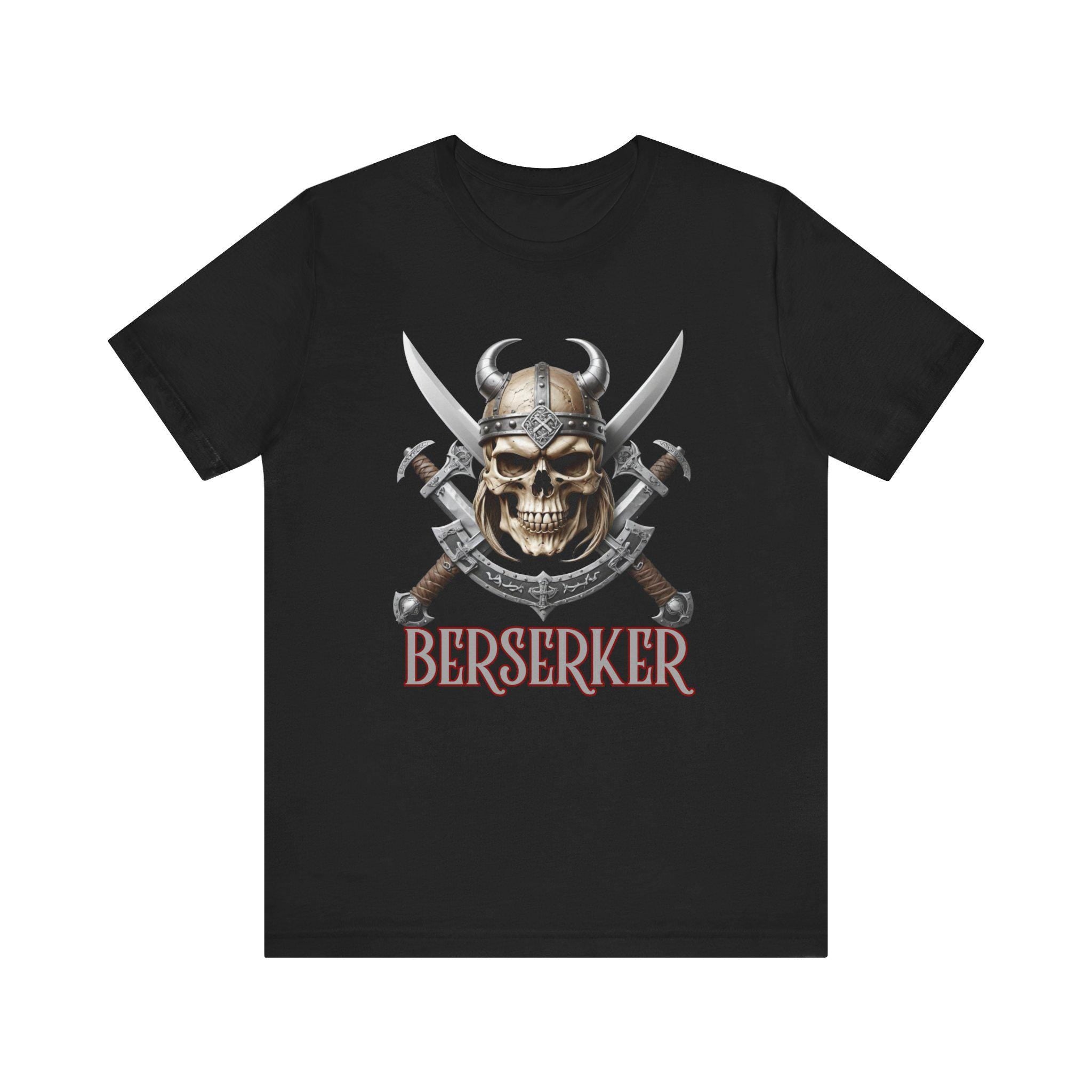 Viking T-Shirt - Berserker Skull Viking Helmet No Mercy T-shirt, Norse Warrior Design