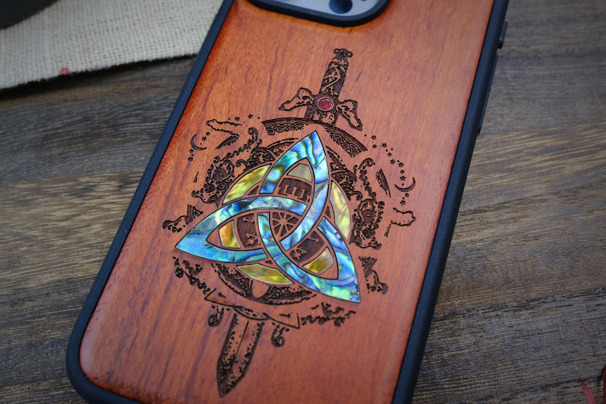 Viking Weapon Replica - Viking Valor: The Shield of Dragons and Awe, Hand-Inlaid Wood & Mother of