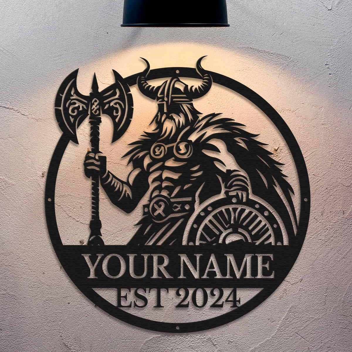 Viking Home Decor - Personalized Vikings Axe Metal Wall Art: Custom Name Sign