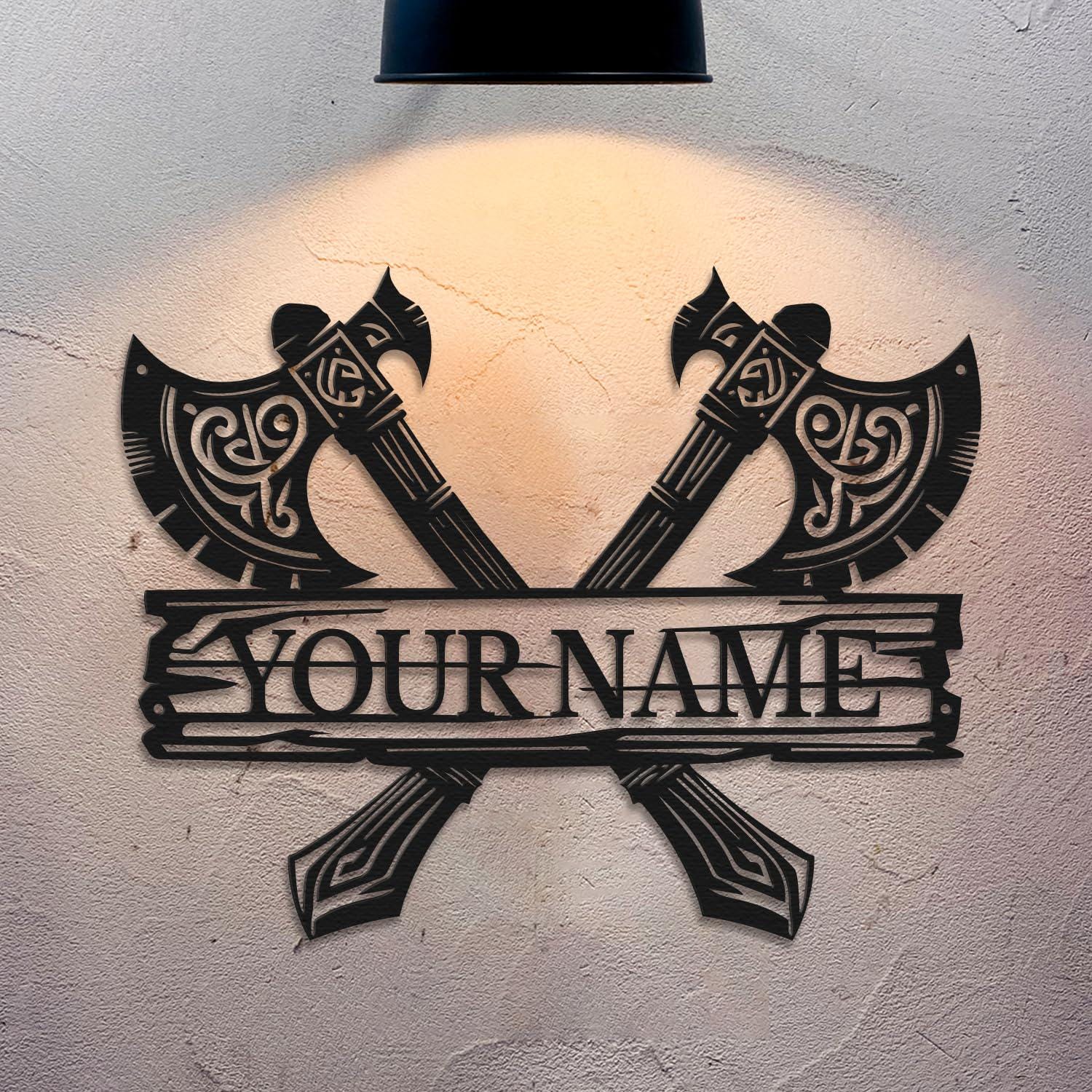 Viking Rug - Viking Axe Runner Rug, Nordic Warrior Black Gold Decor, Norse Myth Battle Axe Carpet