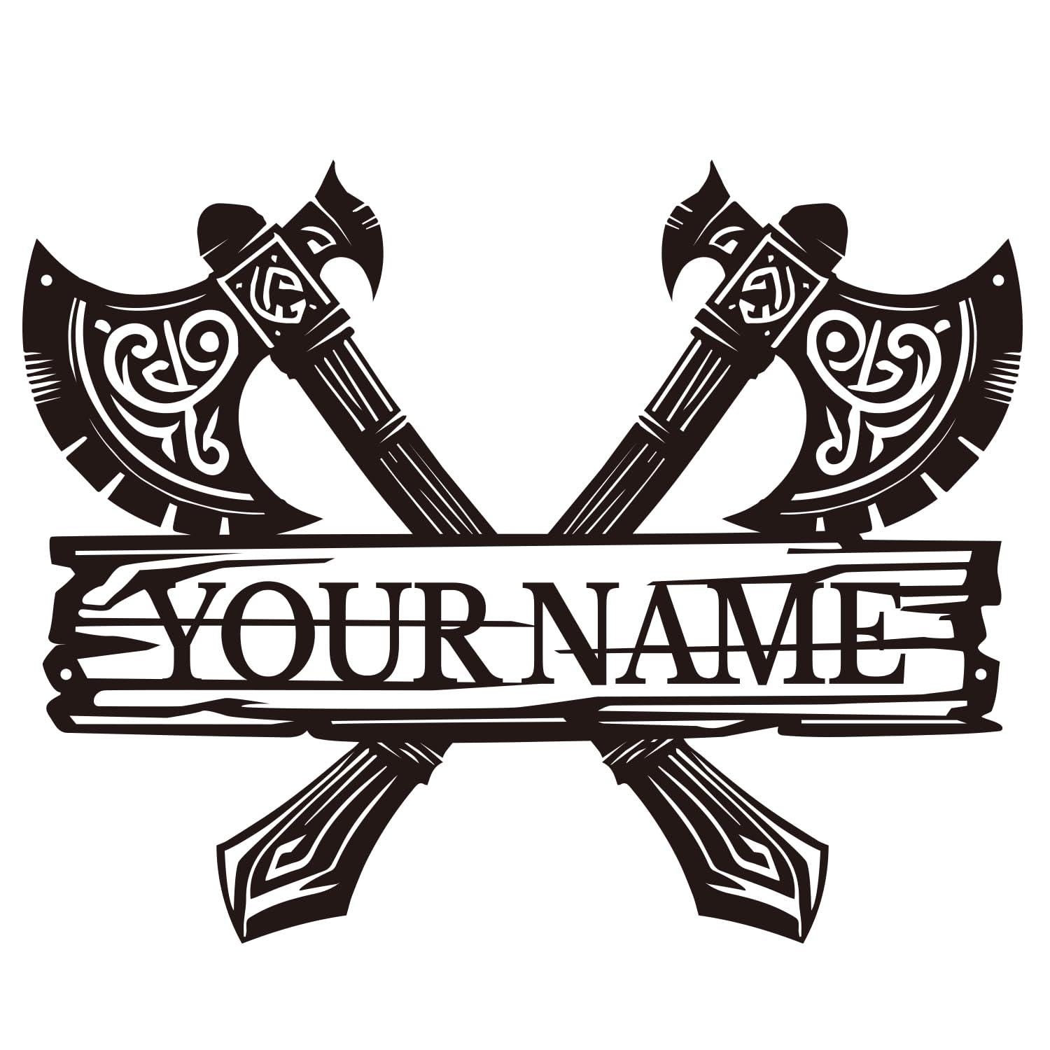 Viking Home Decor - Personalized Vikings Axe Metal Wall Art: Custom Name Sign
