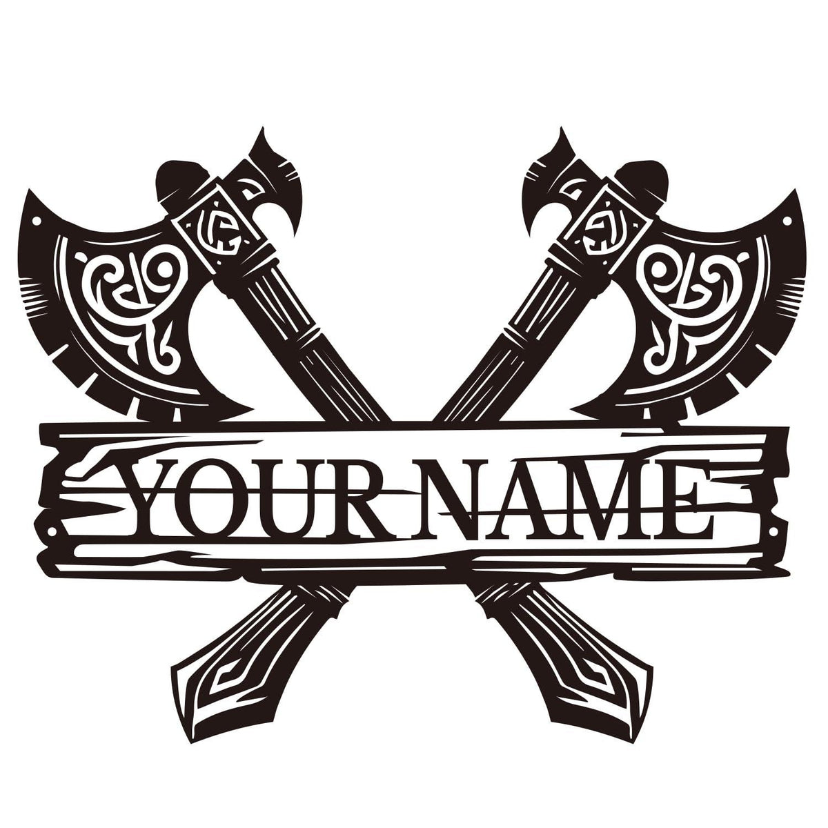 Viking Home Decor - Personalized Vikings Axe Metal Wall Art: Custom Name Sign