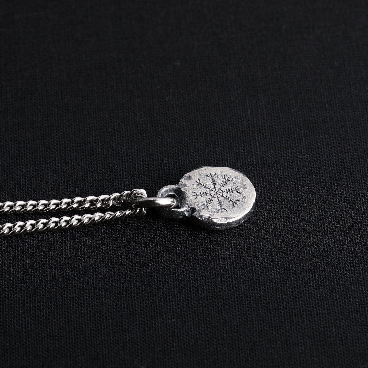 Viking Rune Necklace - Mens Necklace Viking Symbol Runes Tag Pendant for Men in Sterling Silver
