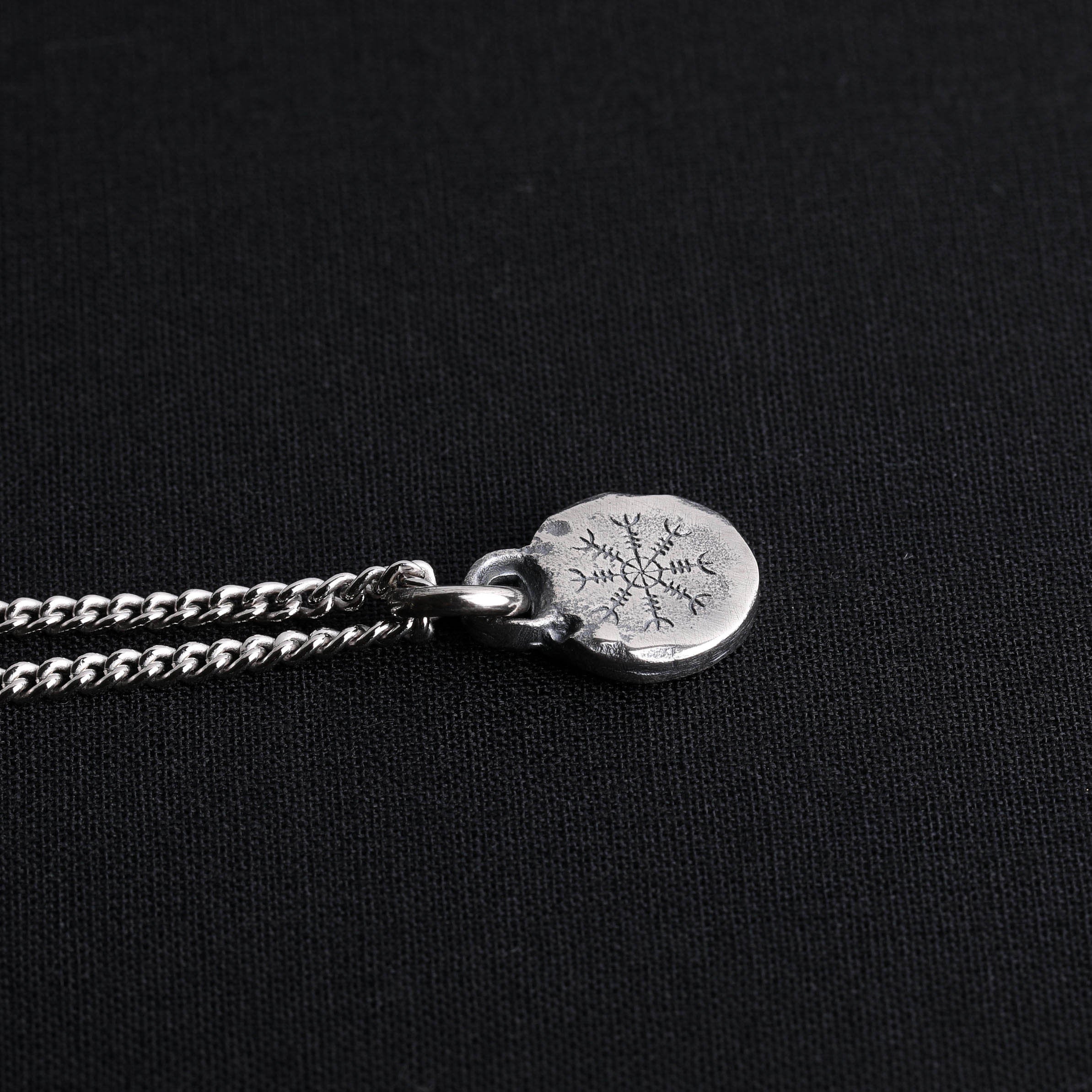 Viking Rune Necklace - Mens Necklace Viking Symbol Runes Tag Pendant for Men in Sterling Silver
