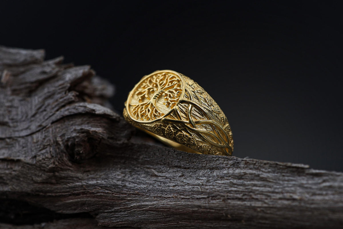 Viking Yggdrasil Tree of Life Ring - 925K Sterling Silver Yggdrasil Ring: Norse Mythology Tree of