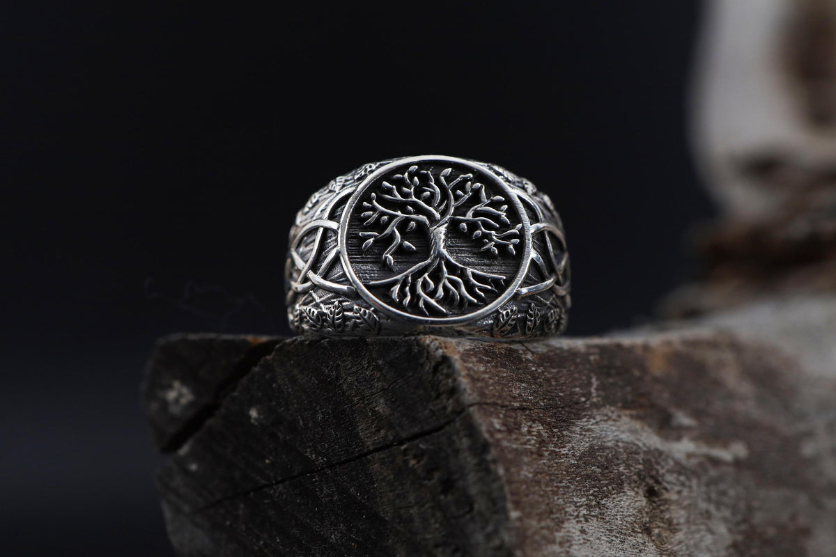 Viking Yggdrasil Tree of Life Ring - 925K Sterling Silver Yggdrasil Ring: Norse Mythology Tree of