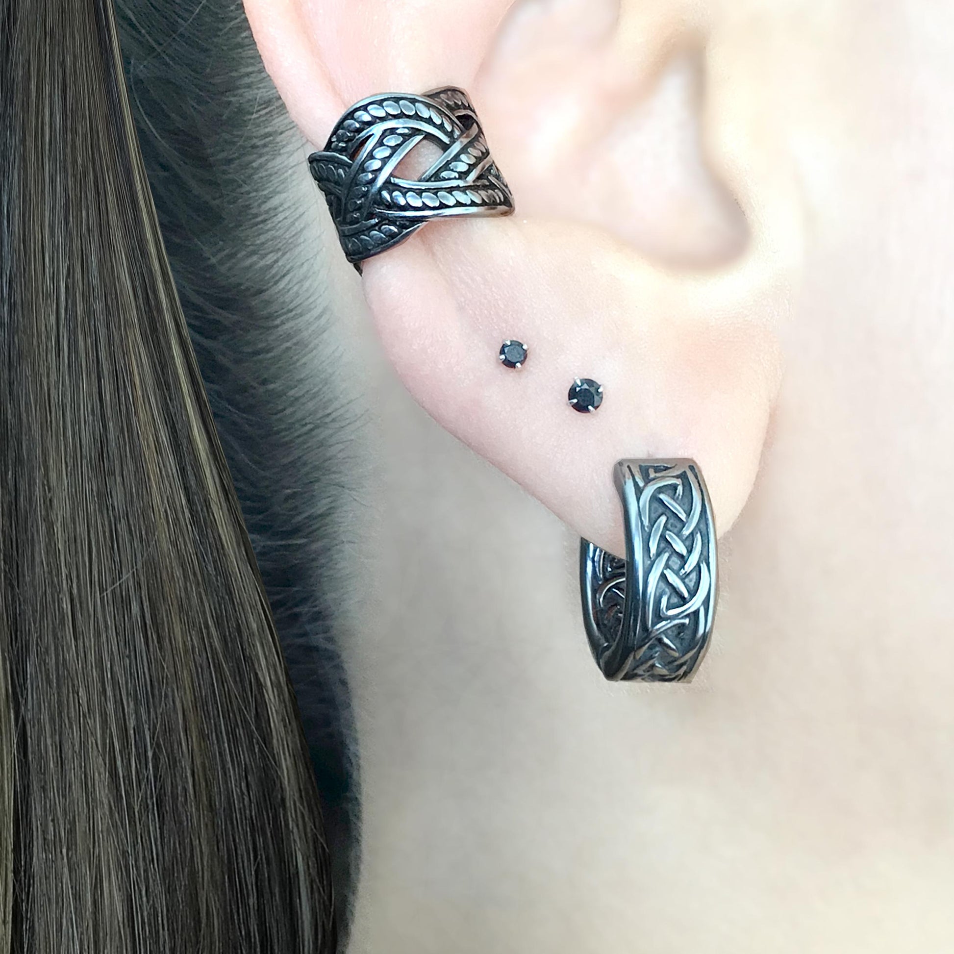 Viking Jewelry Accessory - Celtic braid hoop earrings, 8mm and 11 mm hoops, Viking earrings