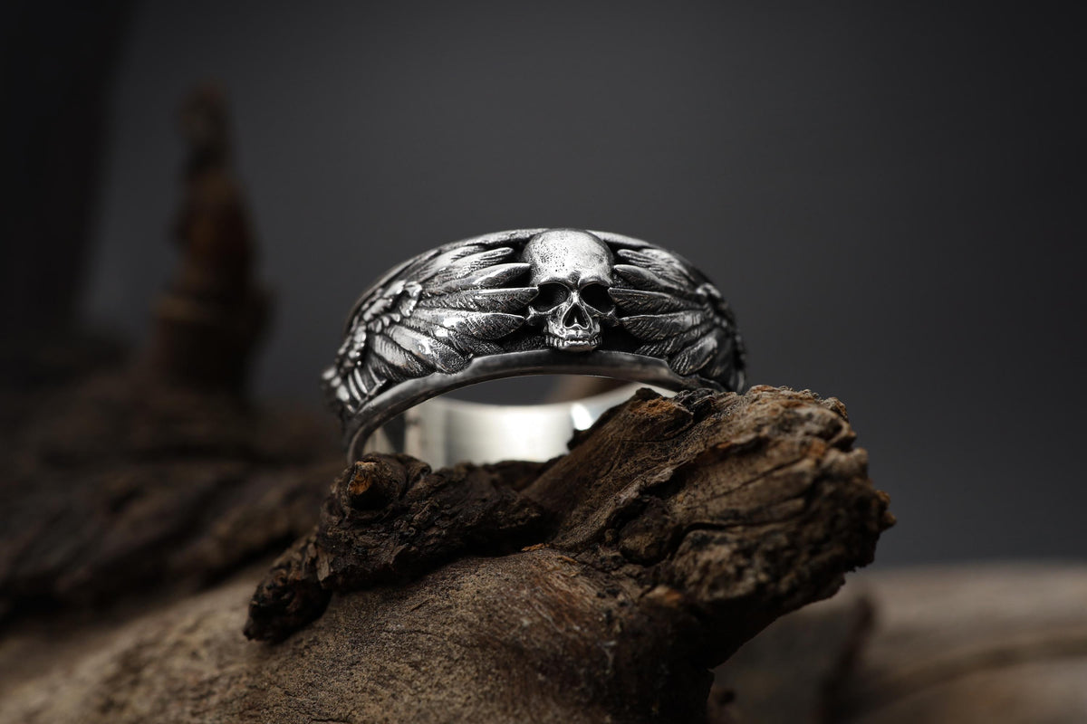 Viking Ring - Sterling Silver Dragon Ring, Adjustable Wrap Band, Gothic Mens Ring, Fantasy Jewelry