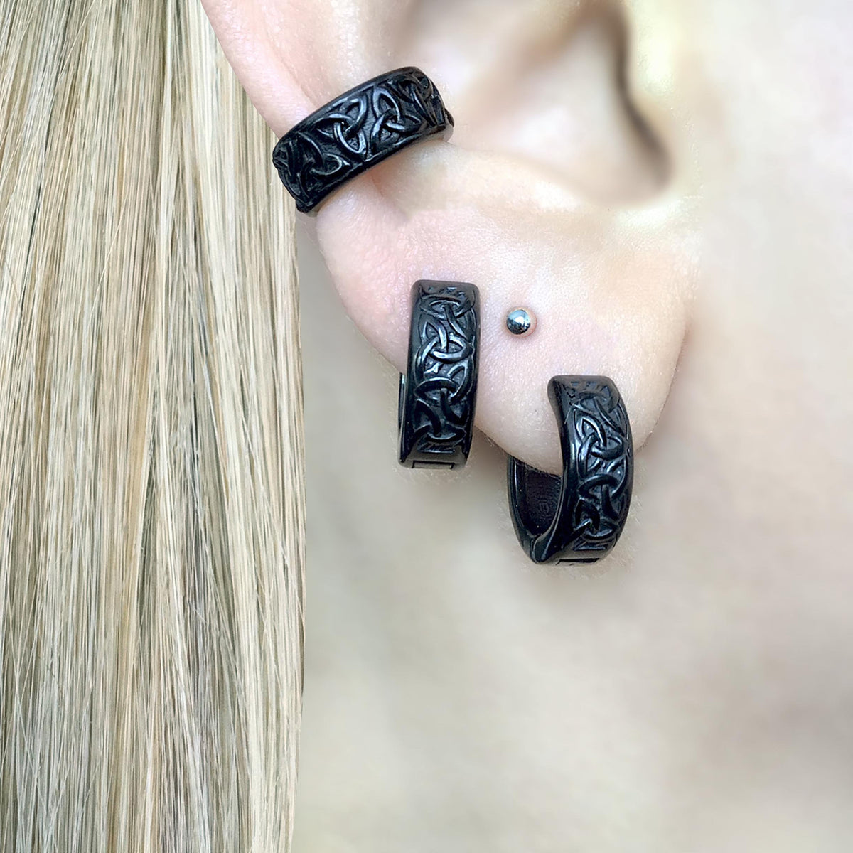 Viking Jewelry Accessory - Celtic braid hoop earrings, 8mm and 11 mm hoops, Viking earrings
