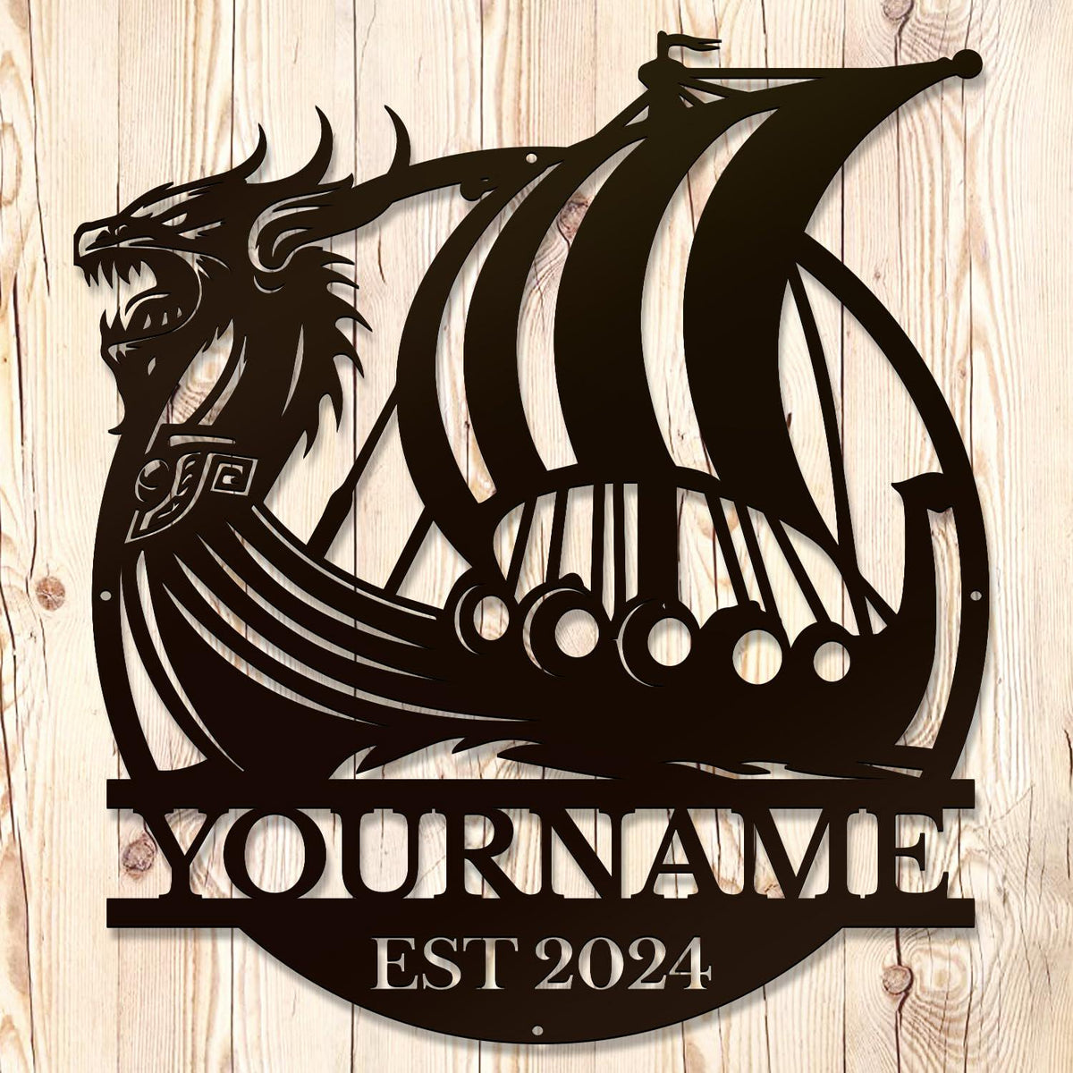 Viking Home Decor - Personalized Vikings Axe Metal Wall Art: Custom Name Sign