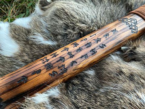 Viking Wolf Costume & LARP - Fenrir Viking Hammer Wolf and Runes Engraved Norse Cosplay Rustic