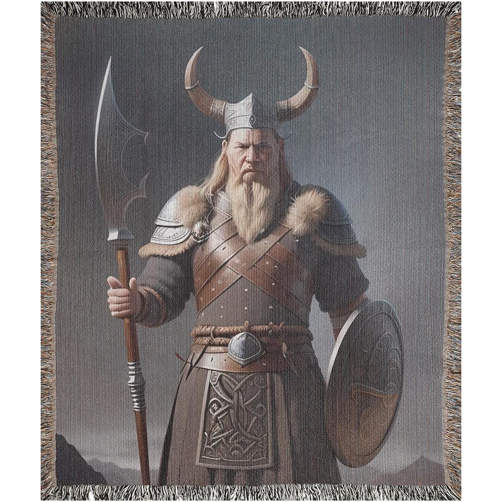 Viking Blanket - Viking Bear Fleece Blanket, Norse Berserker Arctic Throw, Crossed Battle Axes