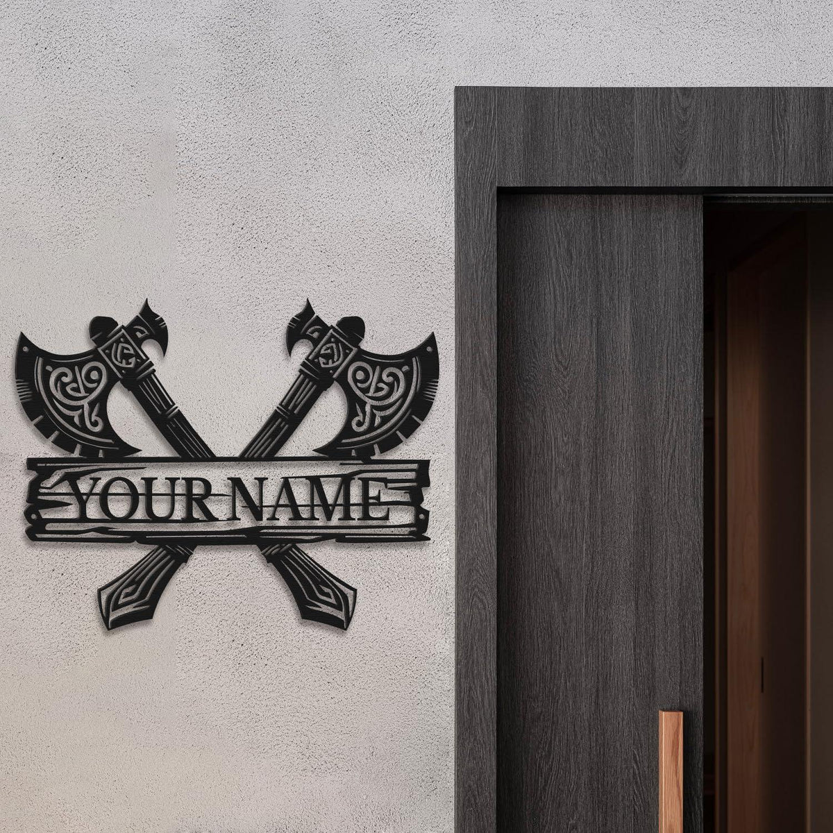 Viking Home Decor - Personalized Vikings Axe Metal Wall Art: Custom Name Sign
