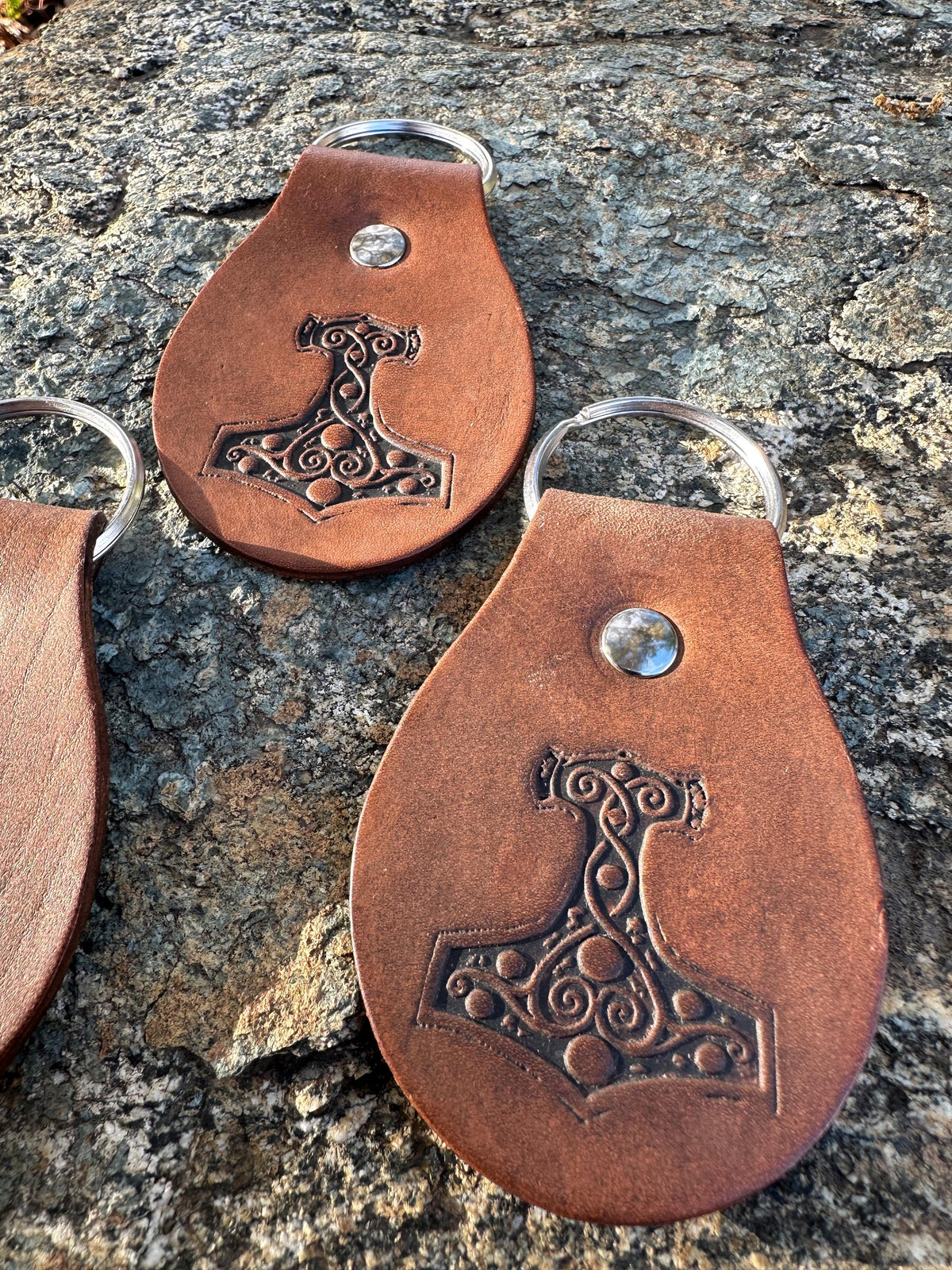 Viking Leather Accessory - Key fob "Head of Jormungandr". A personalized gift for Vikings.