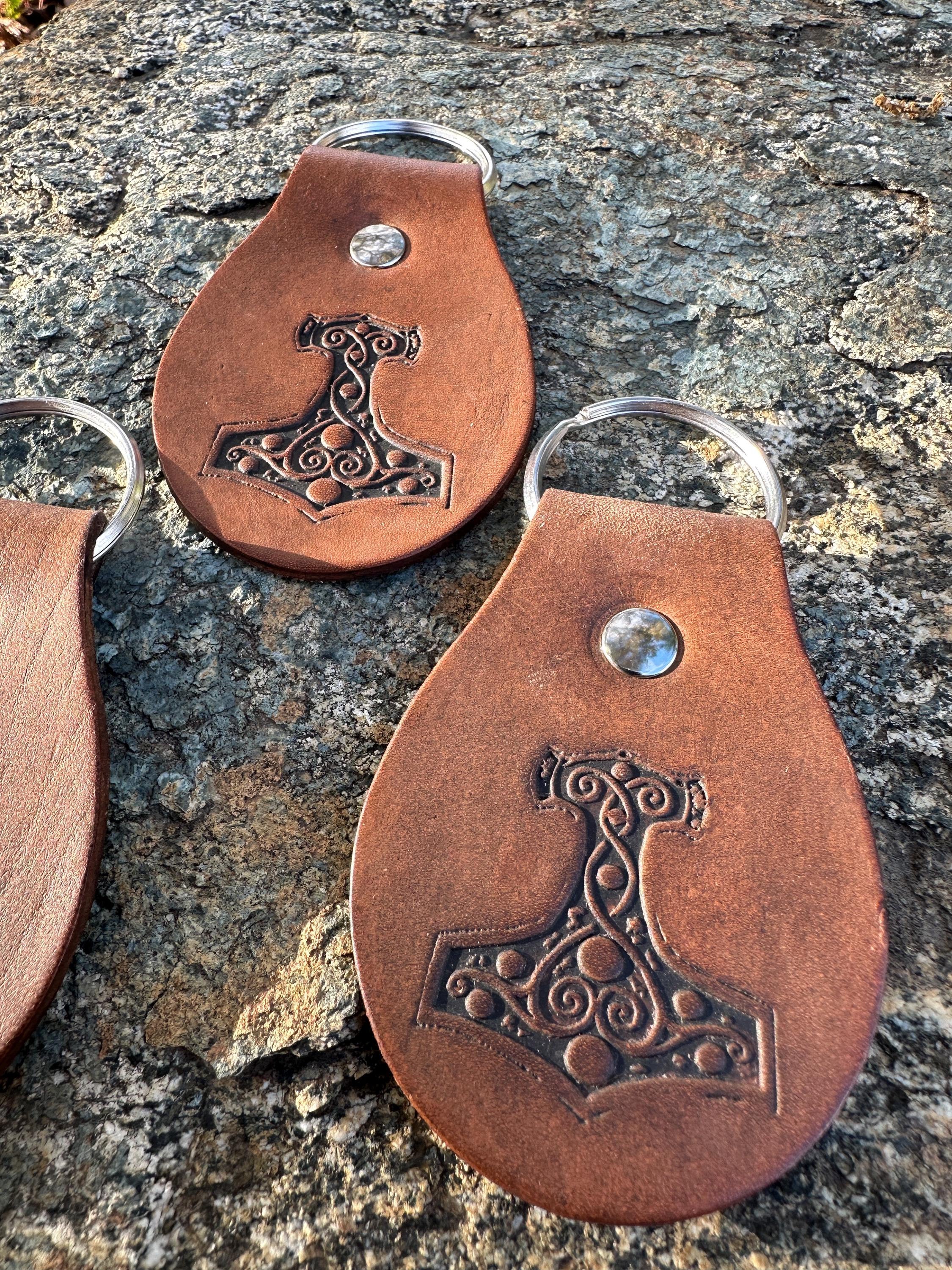 Viking Leather Accessory - Key fob "Head of Jormungandr". A personalized gift for Vikings.