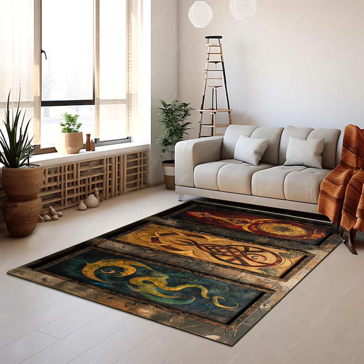 Viking Rug - Viking Art Rug: Norse Pagan Shield, 3D Print Floor Decor