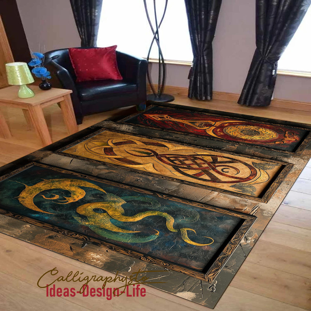 Viking Rug - Viking Art Rug: Norse Pagan Shield, 3D Print Floor Decor