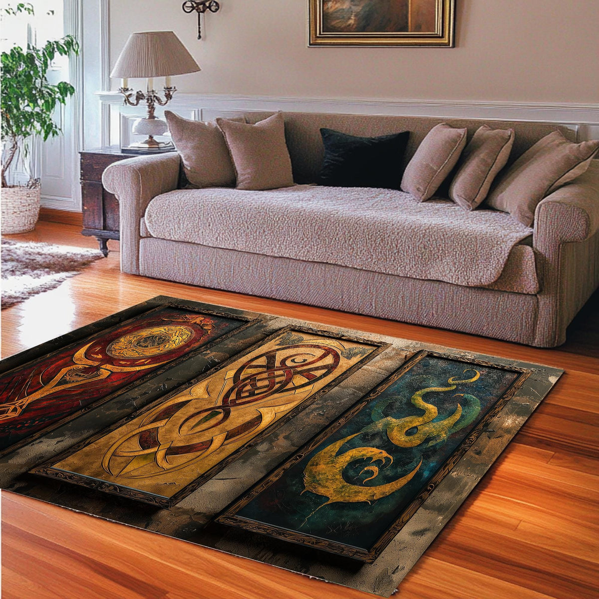 Viking Rug - Viking Art Rug: Norse Pagan Shield, 3D Print Floor Decor