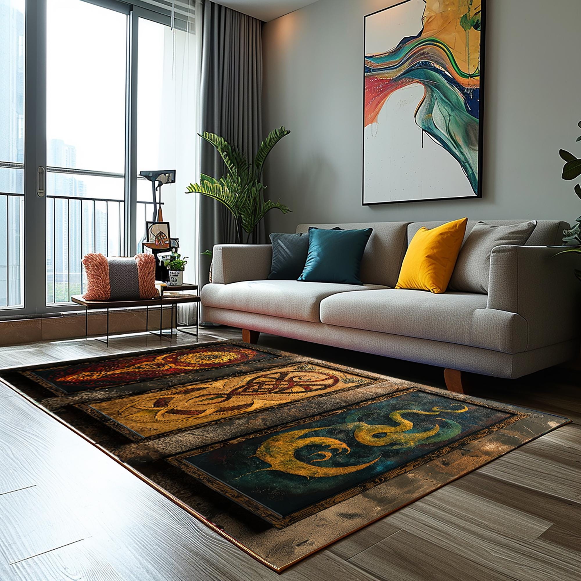 Viking Rug - Viking Art Rug: Norse Pagan Shield, 3D Print Floor Decor