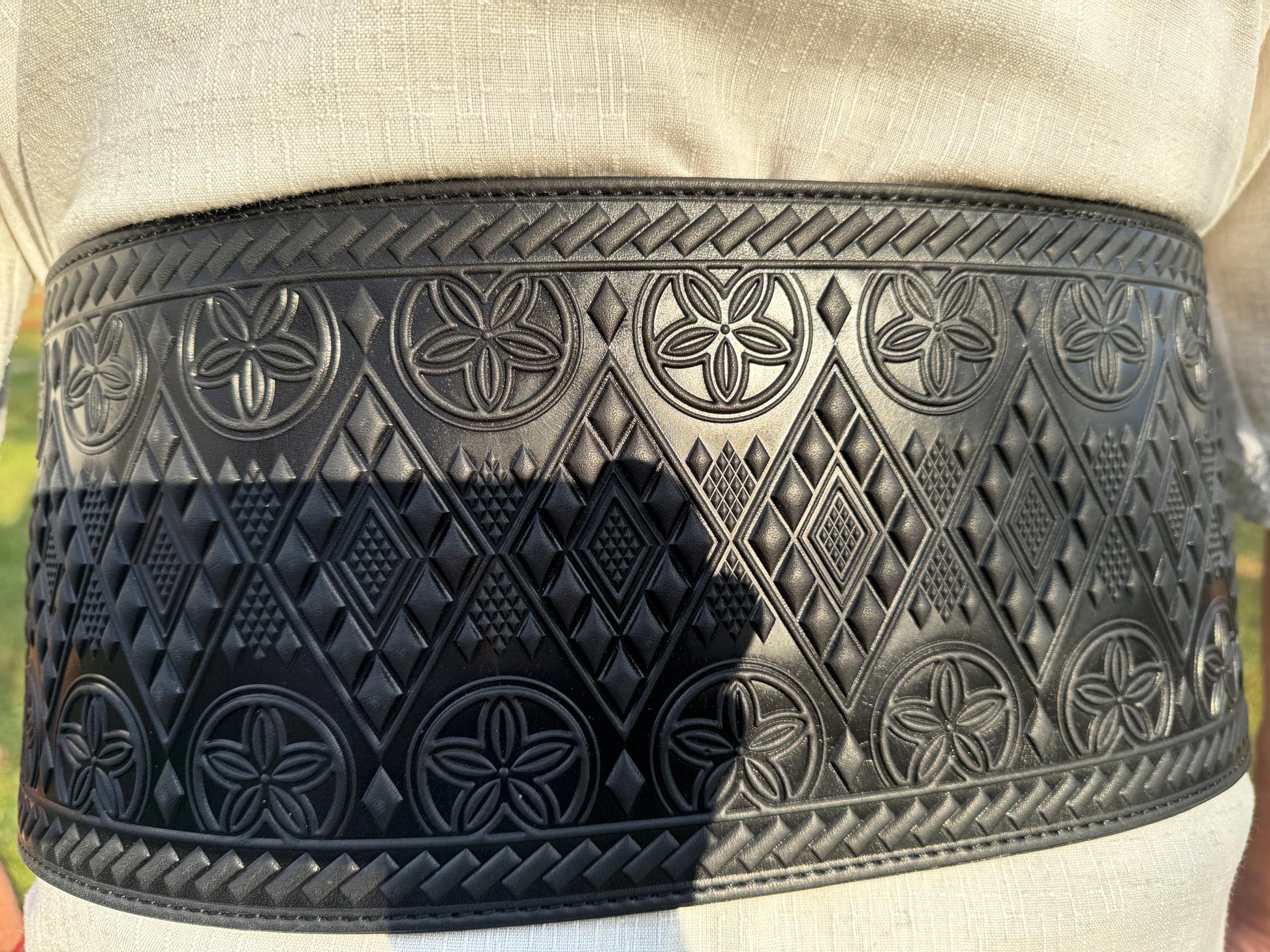 Viking Costume & LARP - Handmade Black Wide Leather Corset Belt, Viking Costume Belt