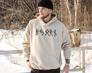 Viking Rune Hoodie - Name in Runes Alphabet Viking Sweatshirt, Norse Personalized Futhark Runes