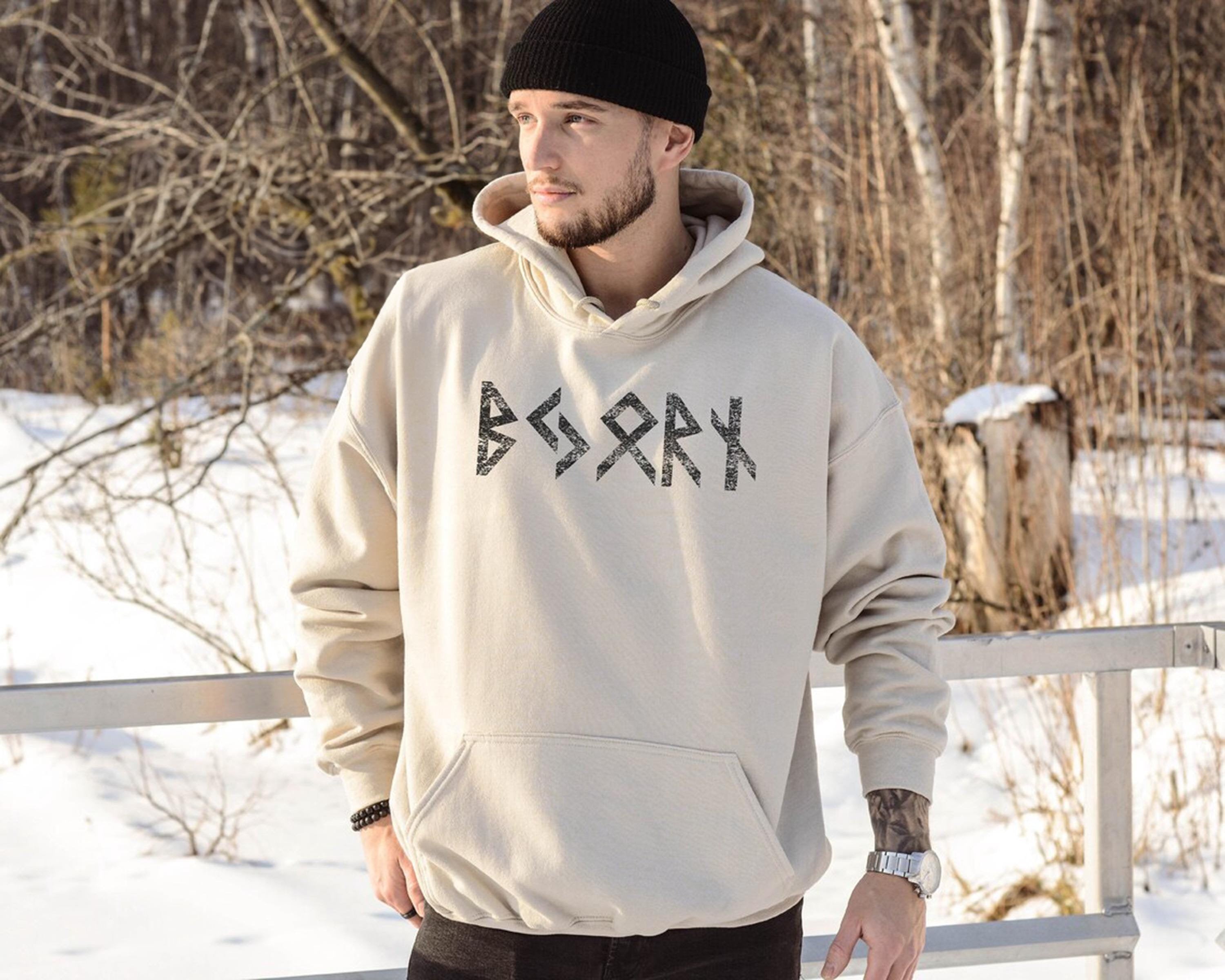 Viking Odin Hoodie - Viking Norse Mythology Hoodie, Vegvisir Compass Dragon Odin Art, Nordic Runes