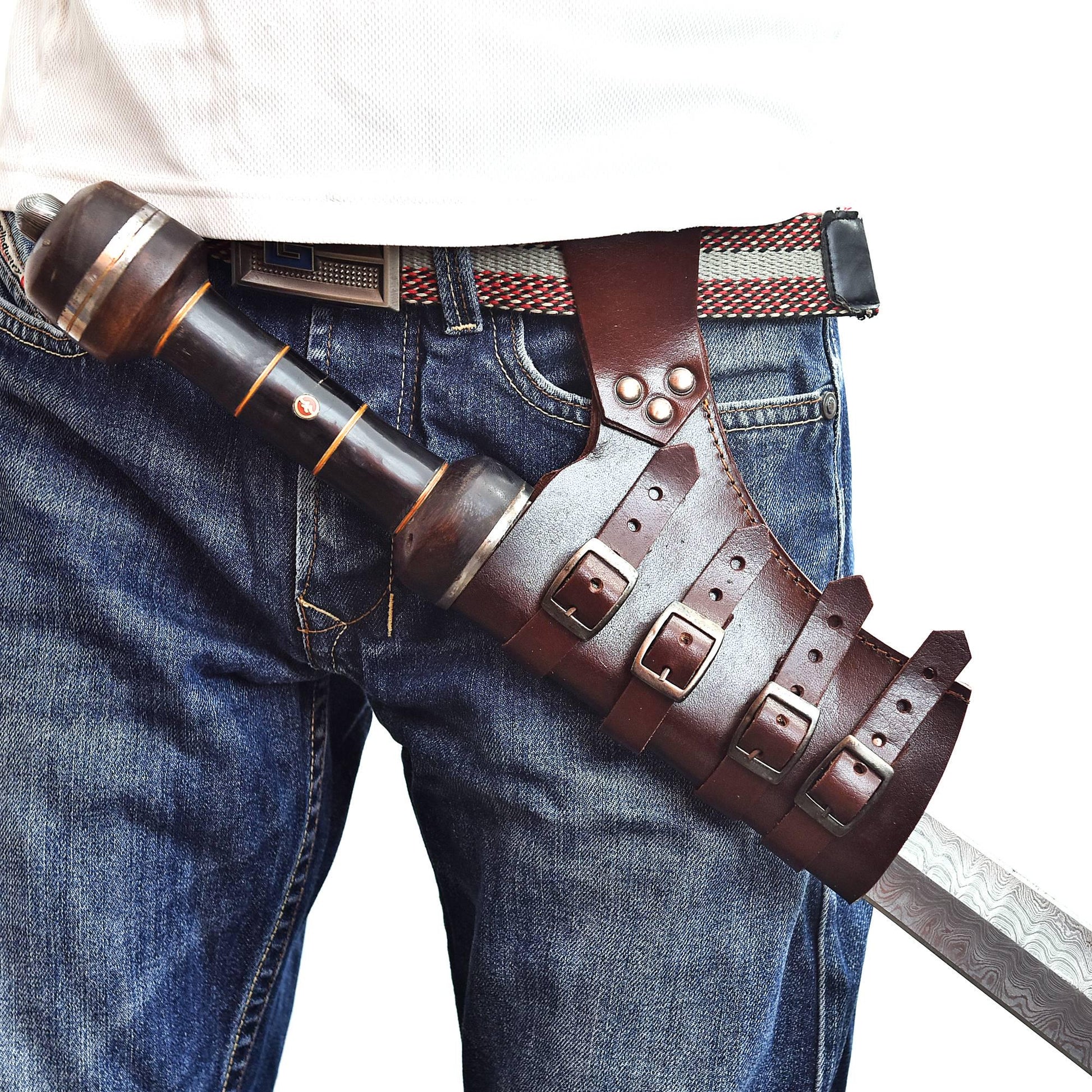 Viking Ring - Medieval Leather Belt Key Holder, Renaissance Keychain Belt Loop, Viking Cosplay