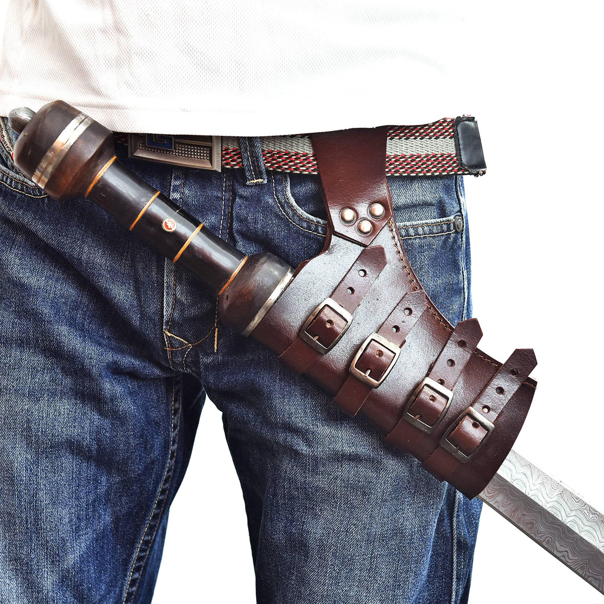 Viking Ring - Medieval Leather Belt Key Holder, Renaissance Keychain Belt Loop, Viking Cosplay